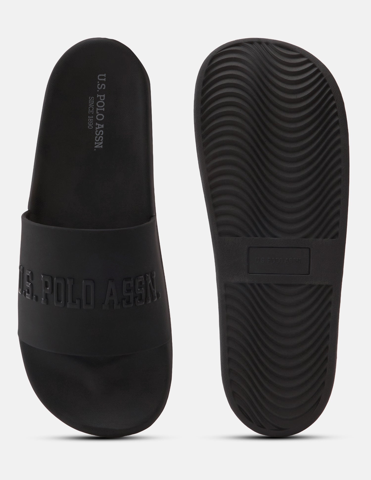 Brand Embossed Enzo Sliders Black - U.S. Polo Assn. India | Large