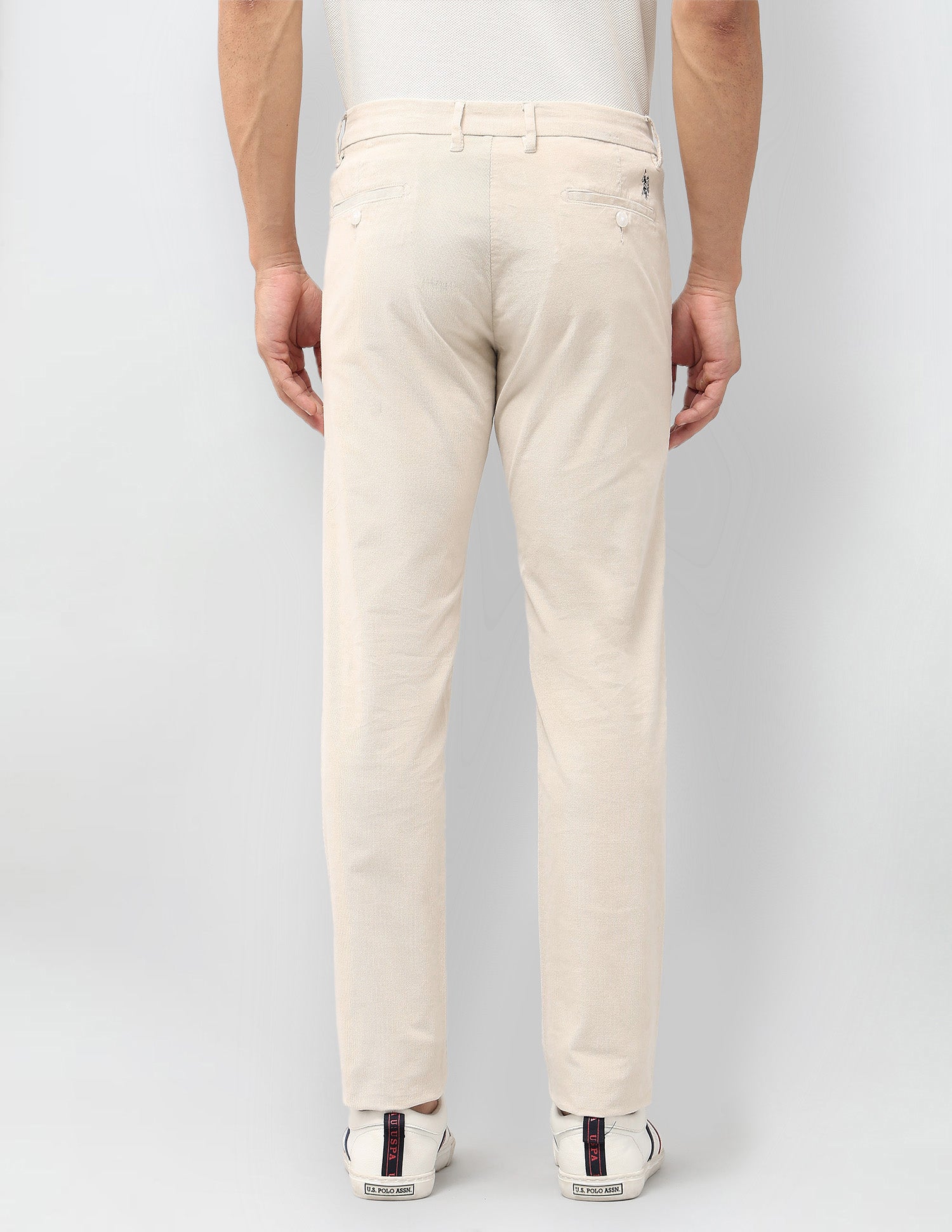 Slim Fit Mid Rise Trousers Ecru - U.S. POLO ASSN. | Large