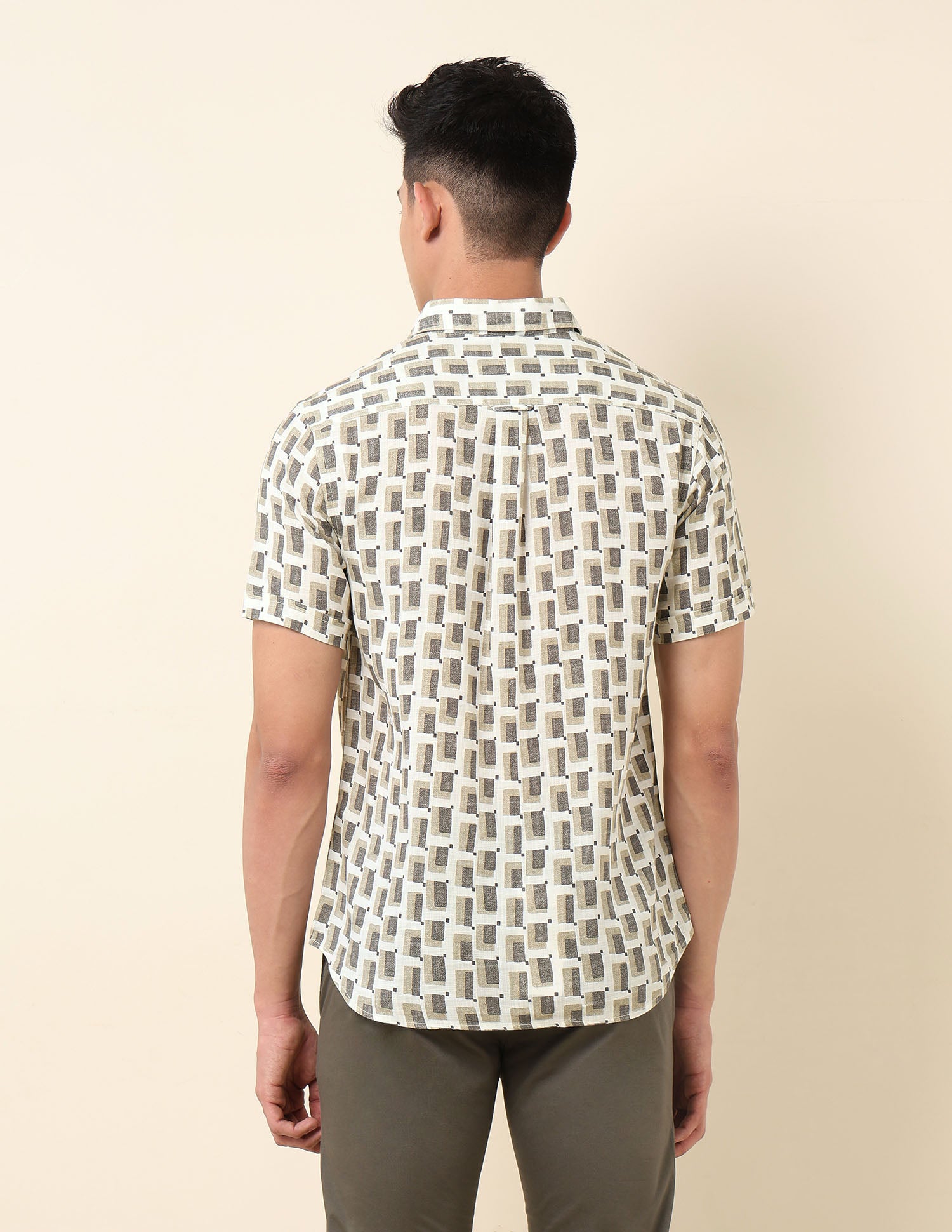 Geometric Printed Pure Cotton Shirt Grey - U.S. Polo Assn. India | Large