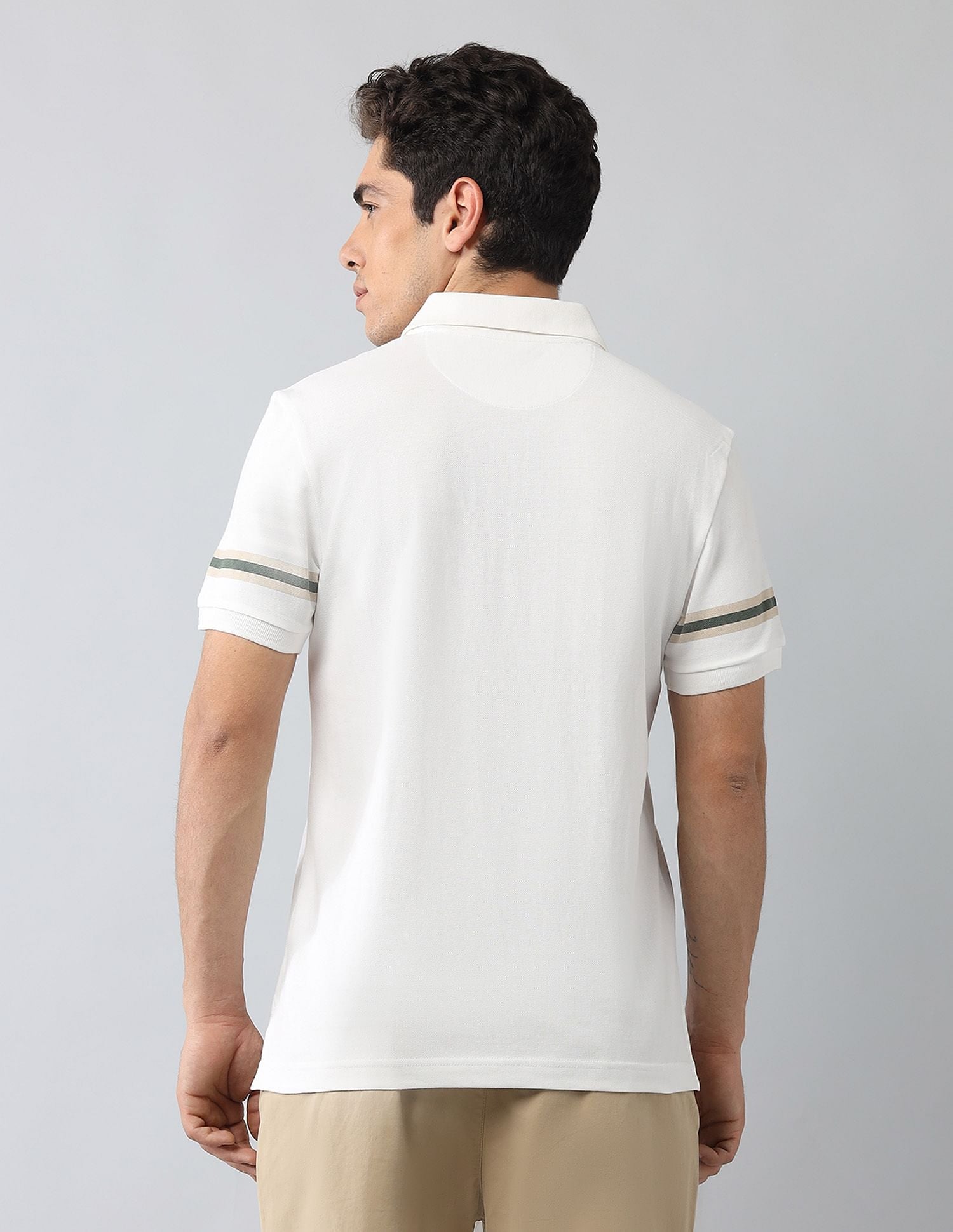Muscle Fit Brand Printed Polo Shirt Ivory - U.S. Polo Assn. India | Large