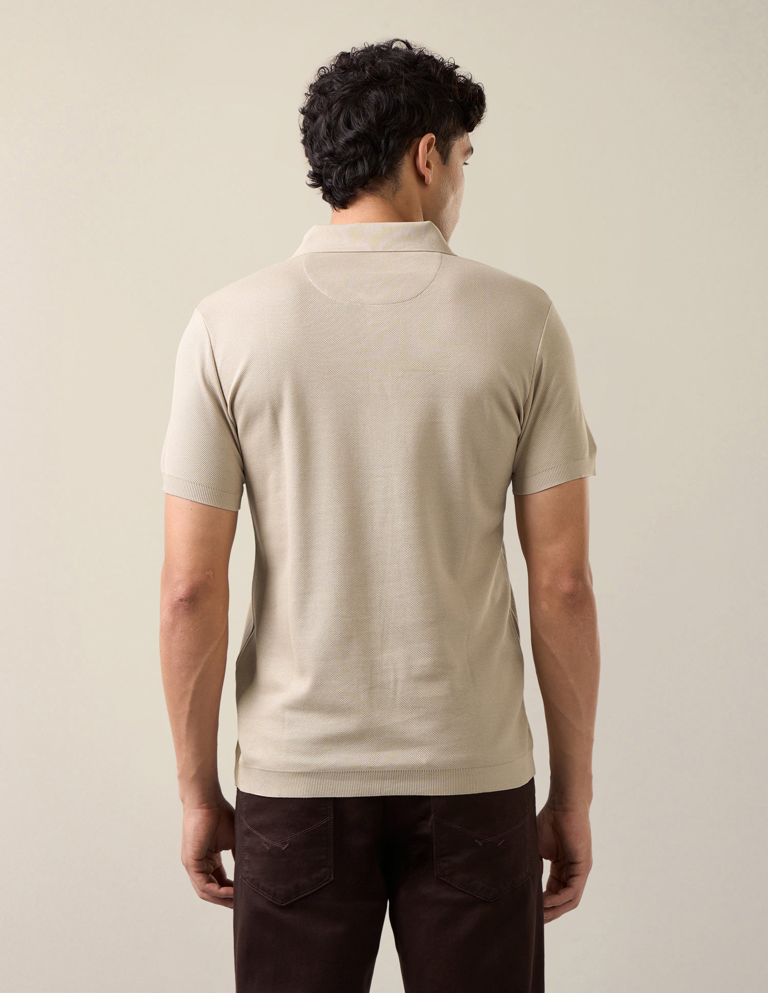 Solid Slim Fit Polo Shirt Beige - U.S. Polo Assn. India | Large