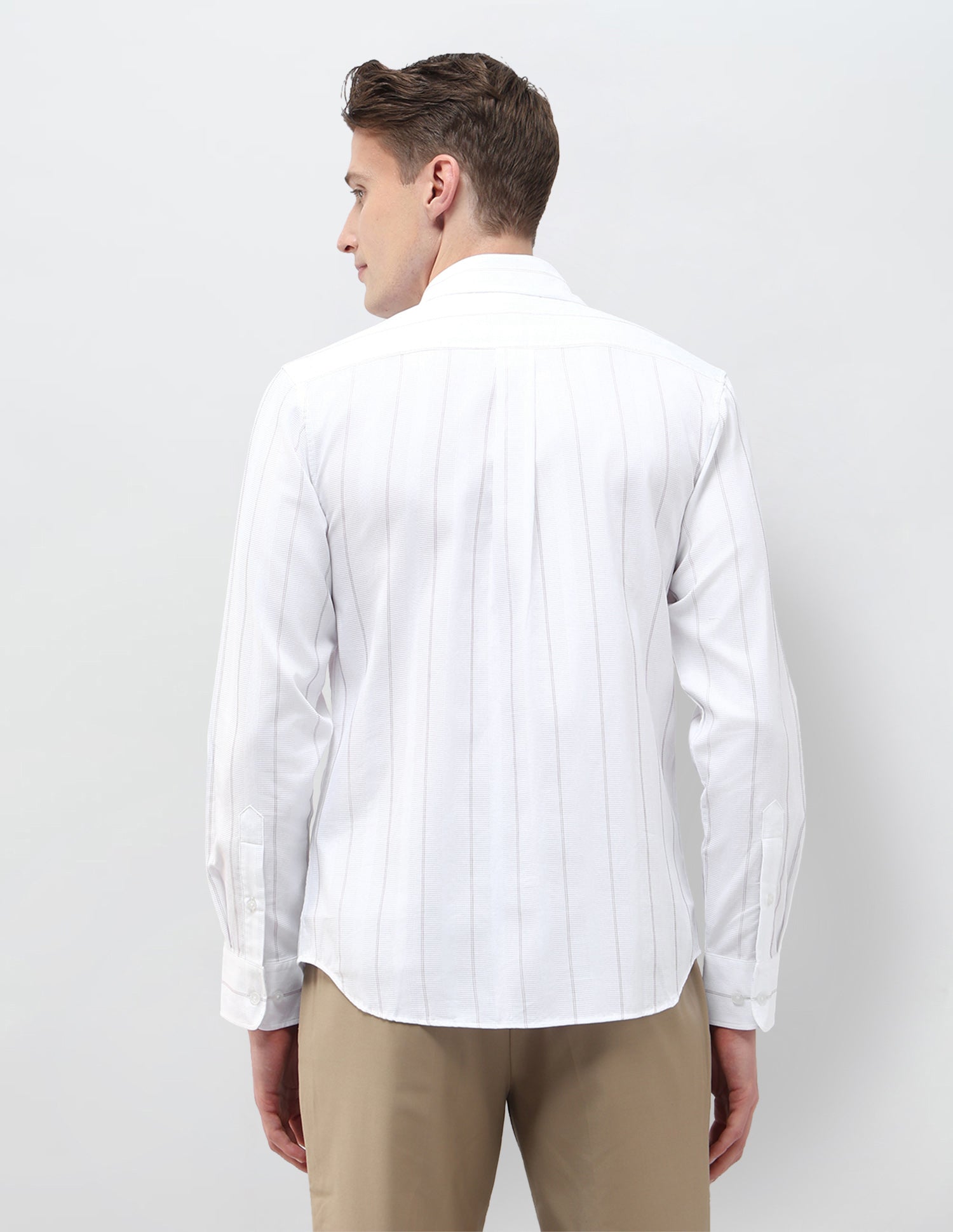 Self Design Vertical Striped Tailored Fit Shirt White - U.S. Polo Assn. India | Large