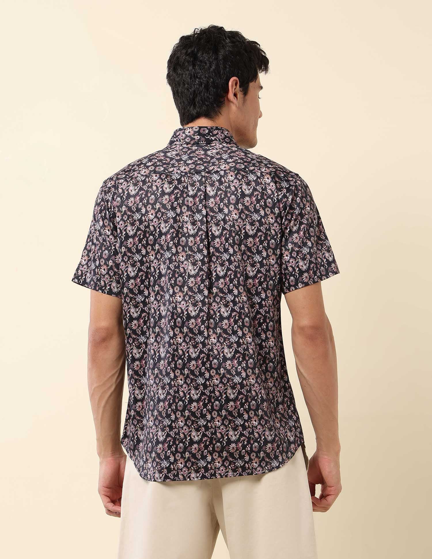 Floral Printed Pure Cotton Shirt Light Navy - U.S. Polo Assn. India | Large