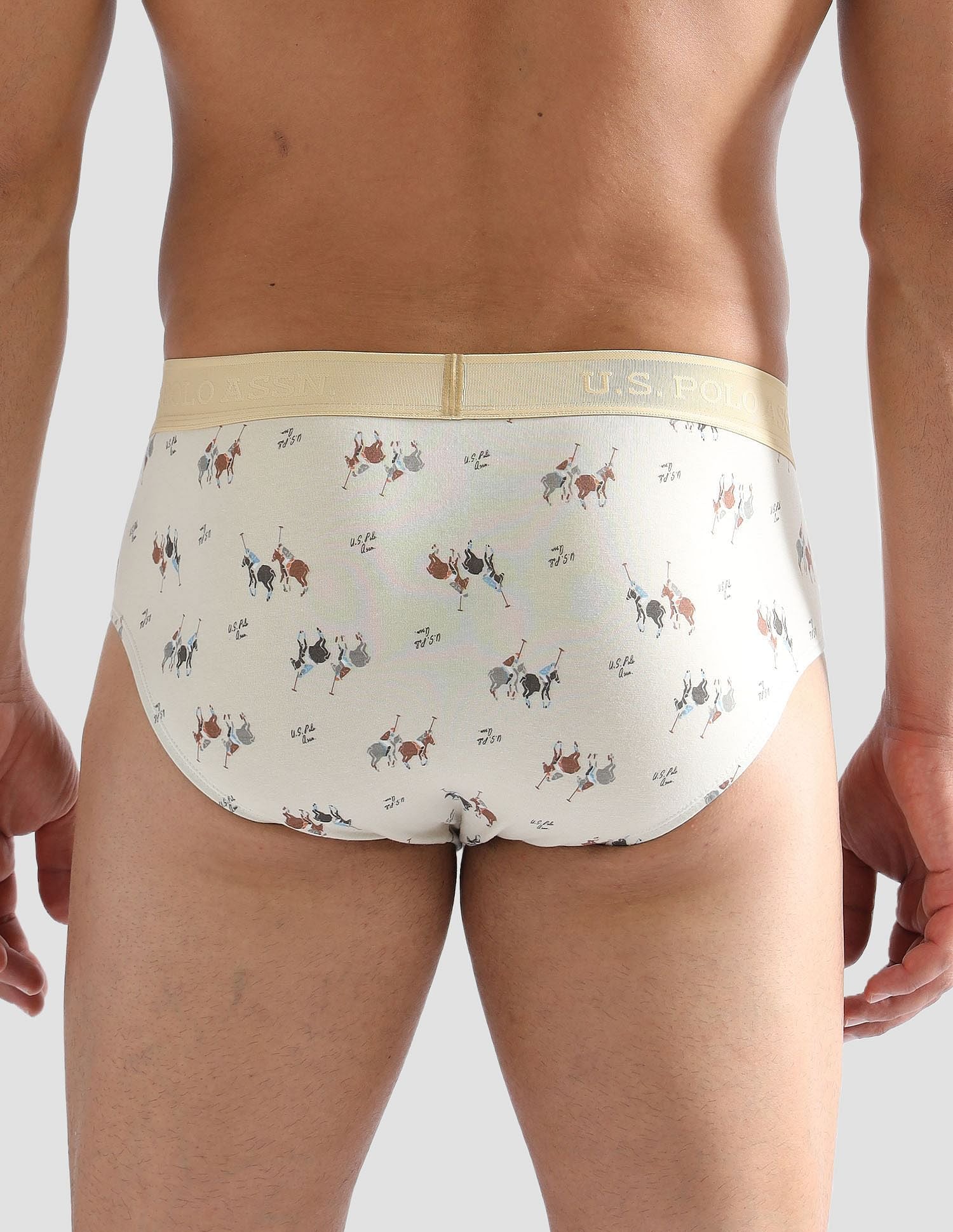 Elasticized Waist Printed PB005 Briefs - Pack of 1 Beige - U.S. POLO ASSN. | Large