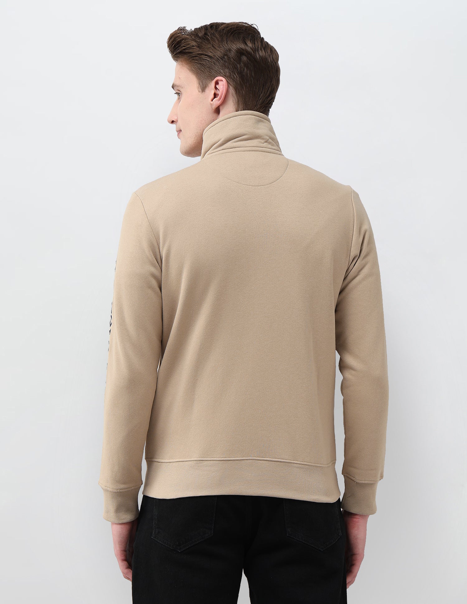 Brand Embroidered Zipper Sweatshirt Beige - U.S. Polo Assn. India | Large