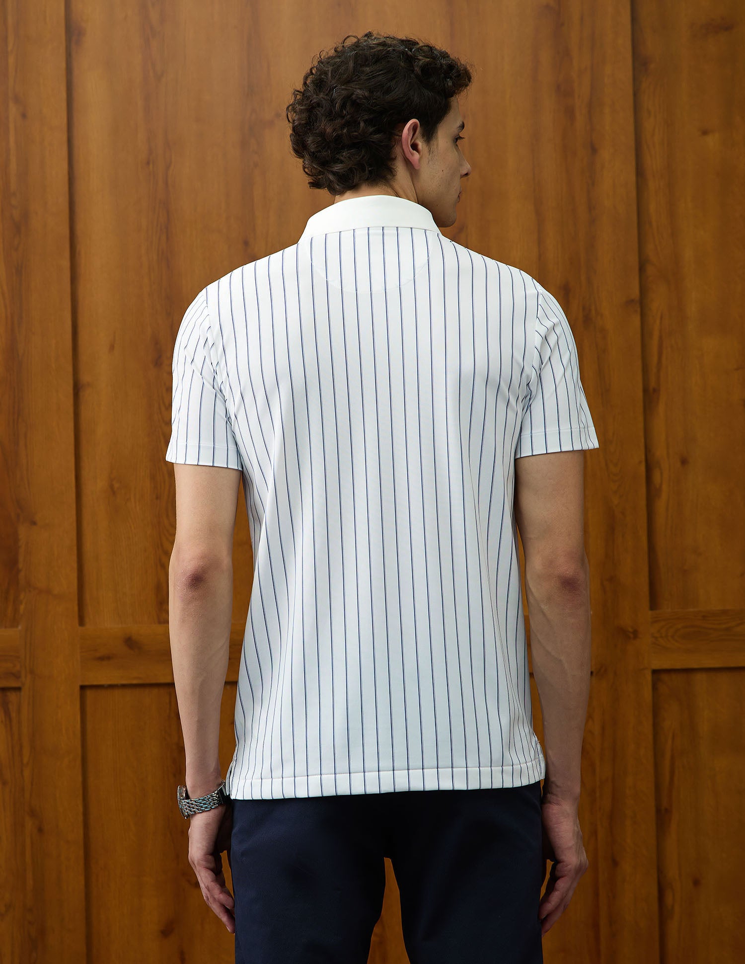 Vertical Striped Varsity Theatre Polo Shirt White - U.S. POLO ASSN. | Large