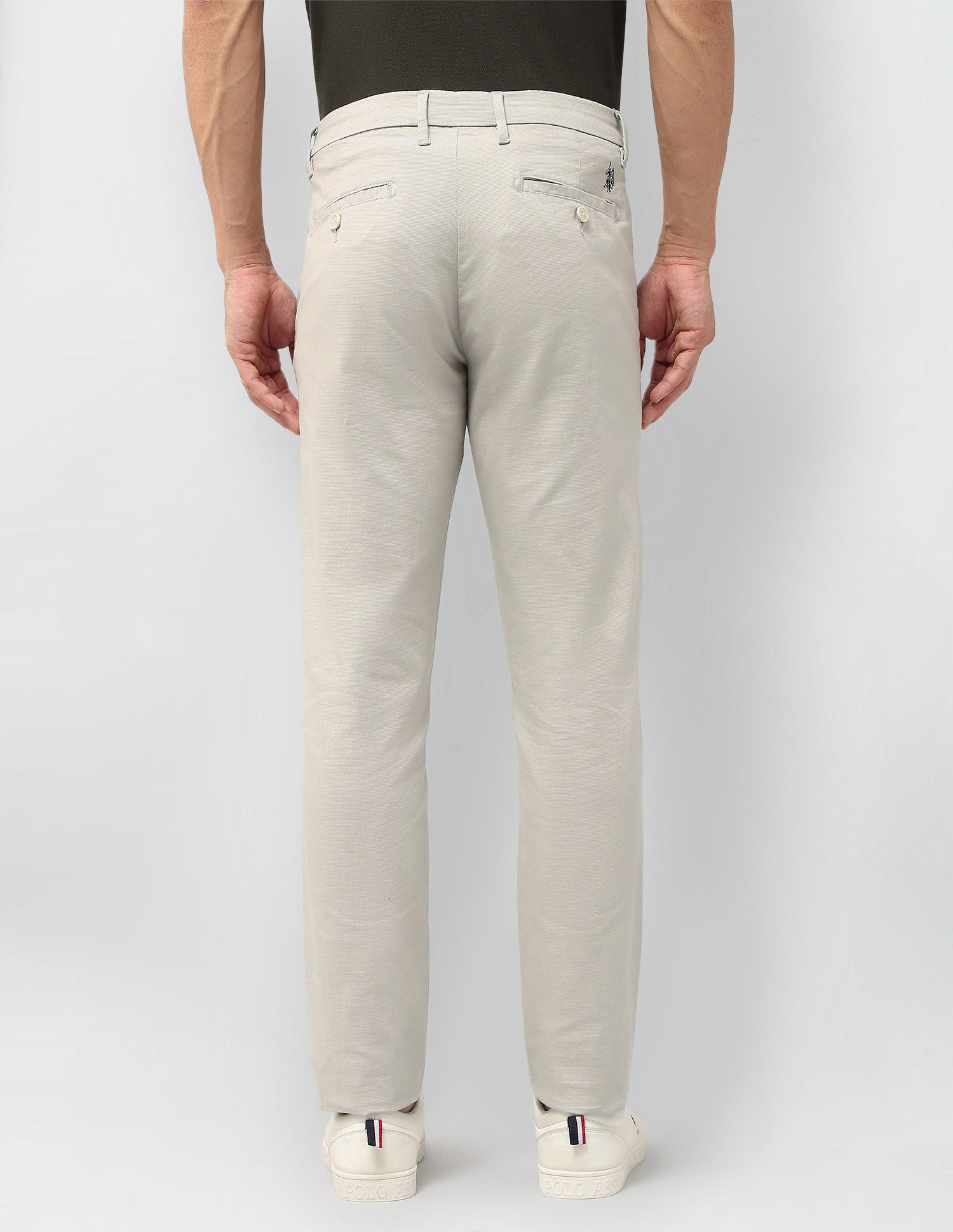 Textured Austin Slim Fit Trousers Ecru - U.S. POLO ASSN. | Large