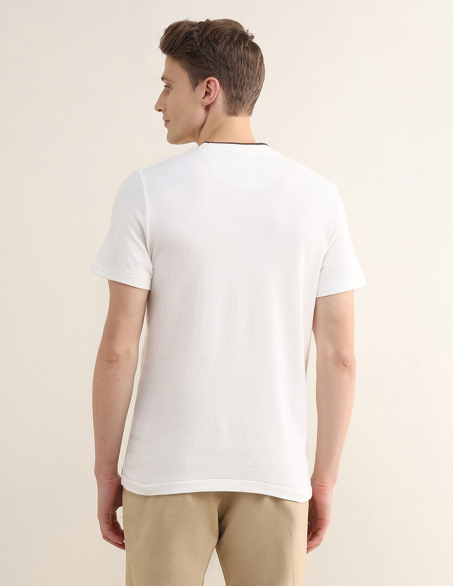 Vertical Striped Slim Fit T-Shirt Off White - U.S. Polo Assn. India | Large