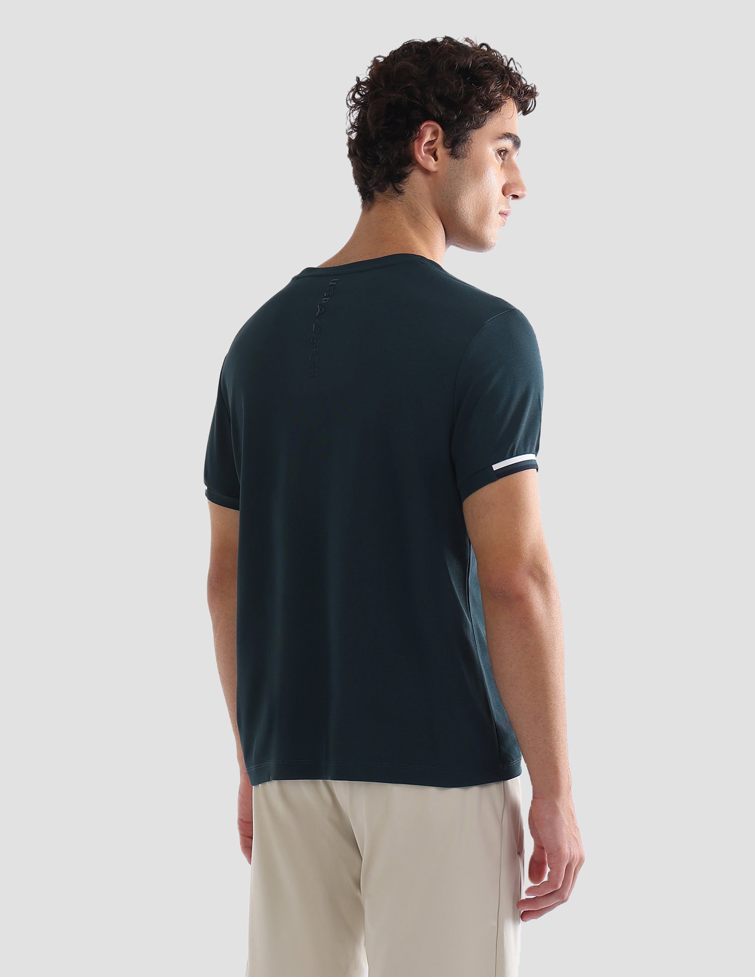 Solid Slim Fit Active T-Shirt Teal - U.S. Polo Assn. India | Large