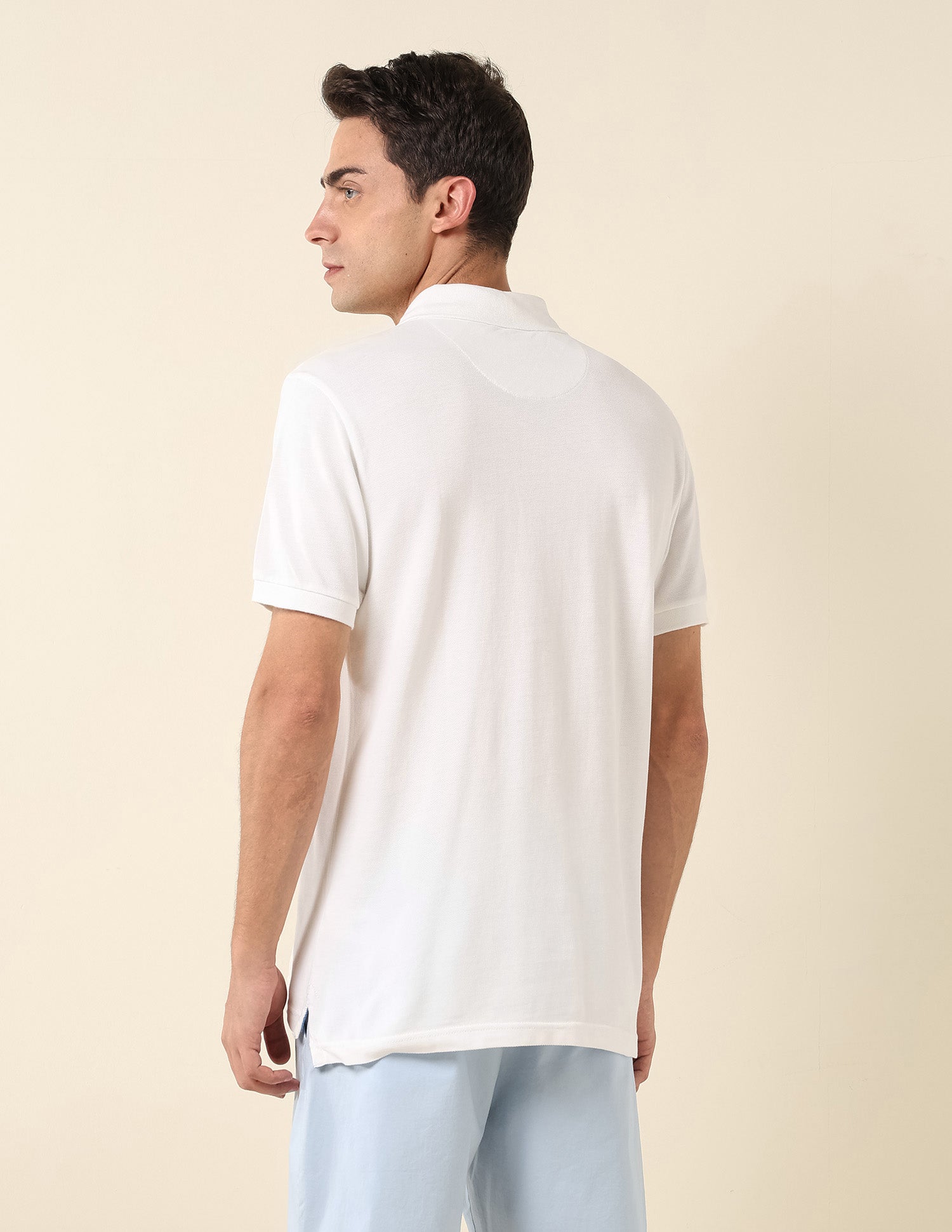 Brand Printed Pure Cotton Polo Shirt Off White - U.S. Polo Assn. India | Large