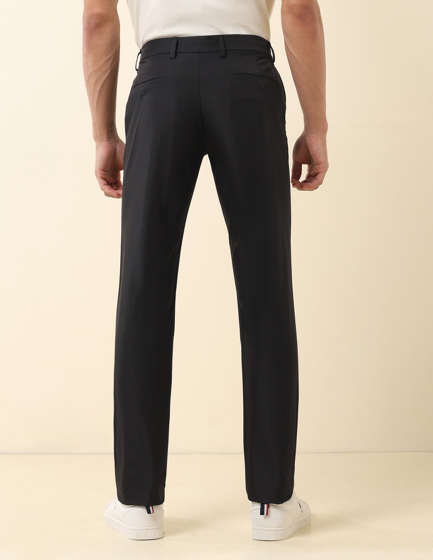 Solid Denver Slim Fit Trousers Black - U.S. Polo Assn. India | Large