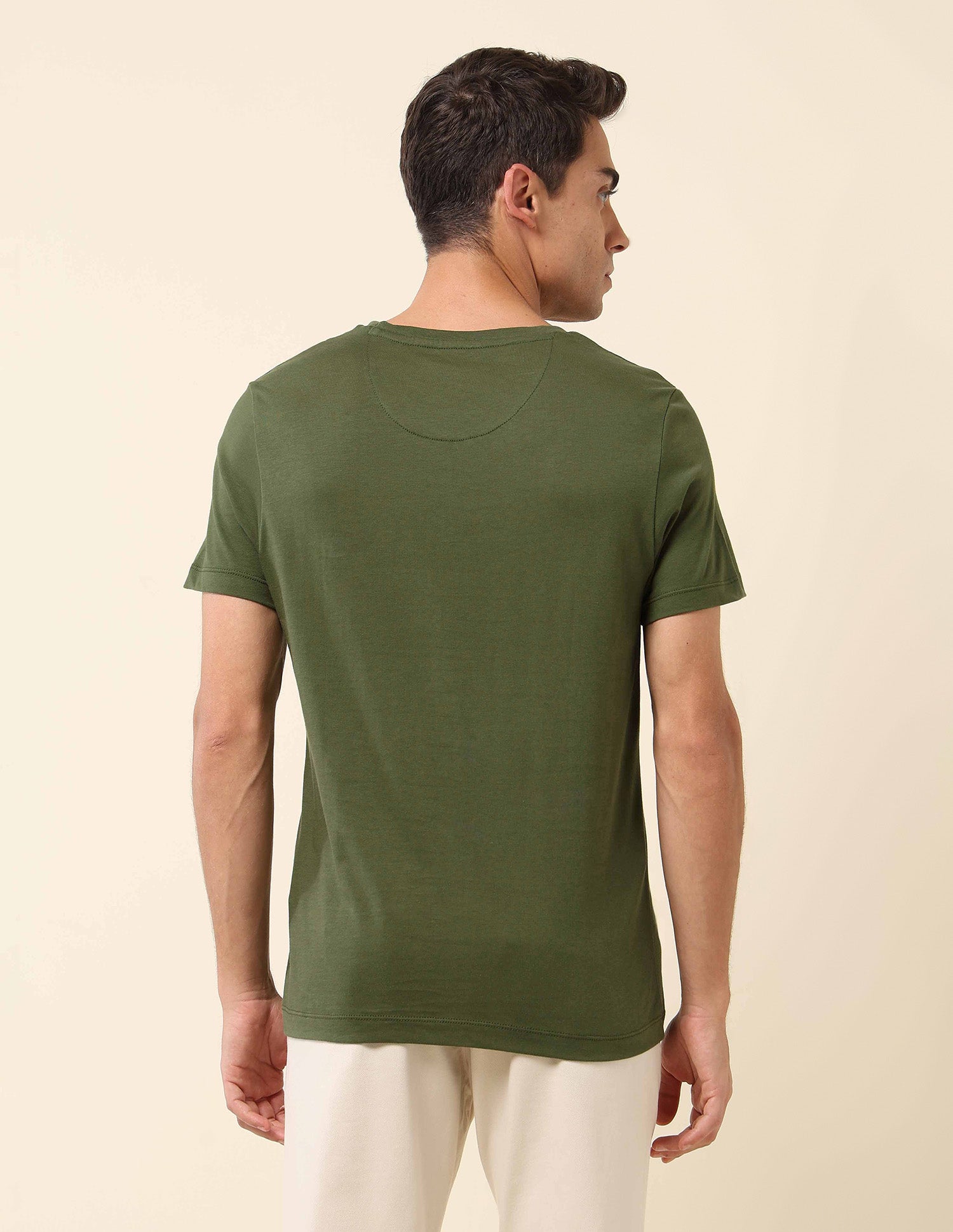 Slim Fit Brand Embossed T- Shirt Olive Green - U.S. Polo Assn. India | Large
