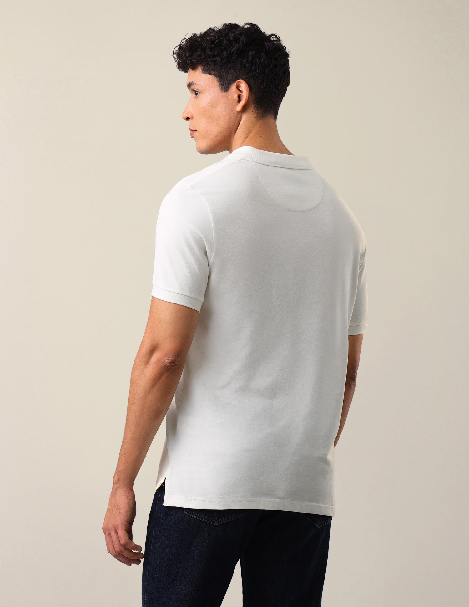 Brand Printed Slim Fit Polo Shirt Ivory - U.S. Polo Assn. India | Large