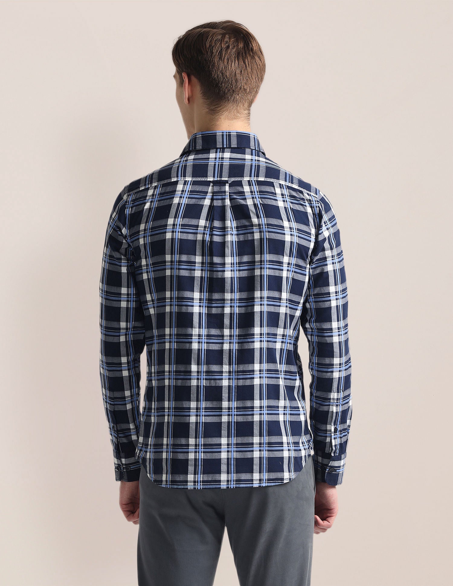 Tartan Check Oxford Shirt Navy - U.S. Polo Assn. India | Large