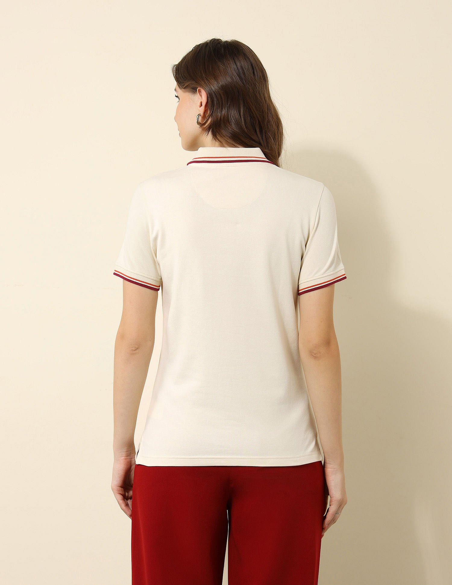 Regular Fit Solid Polo Shirt Ecru - U.S. Polo Assn. India | Large