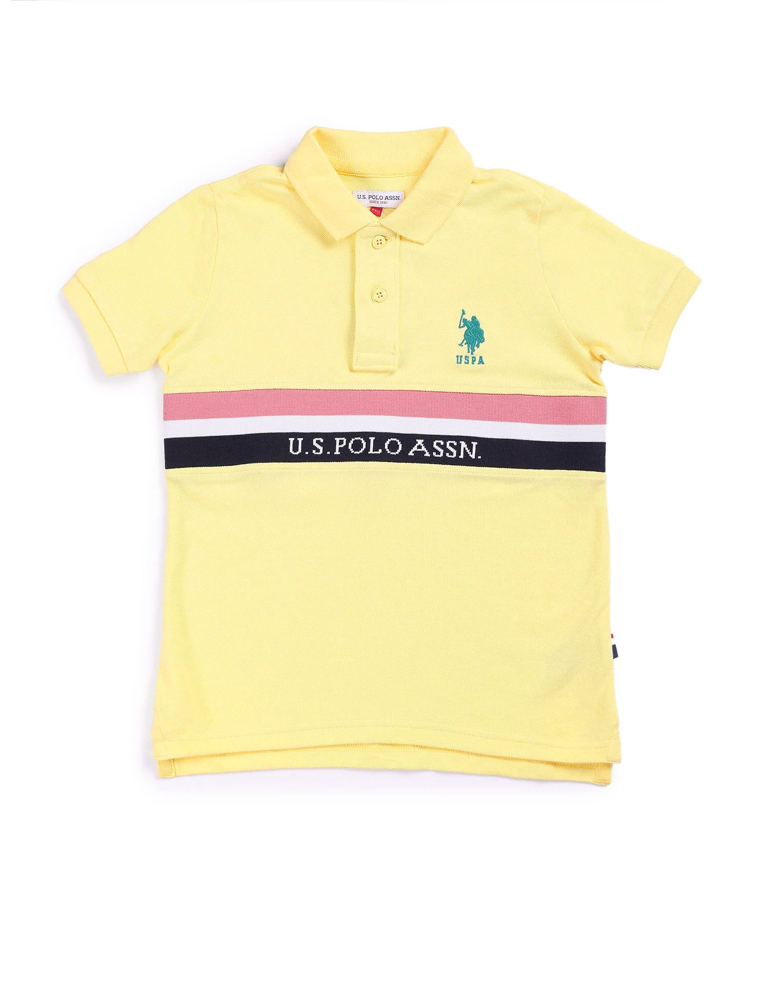 Boys Brand Tape Polo Shirt Light Yellow - U.S. POLO ASSN. | Large