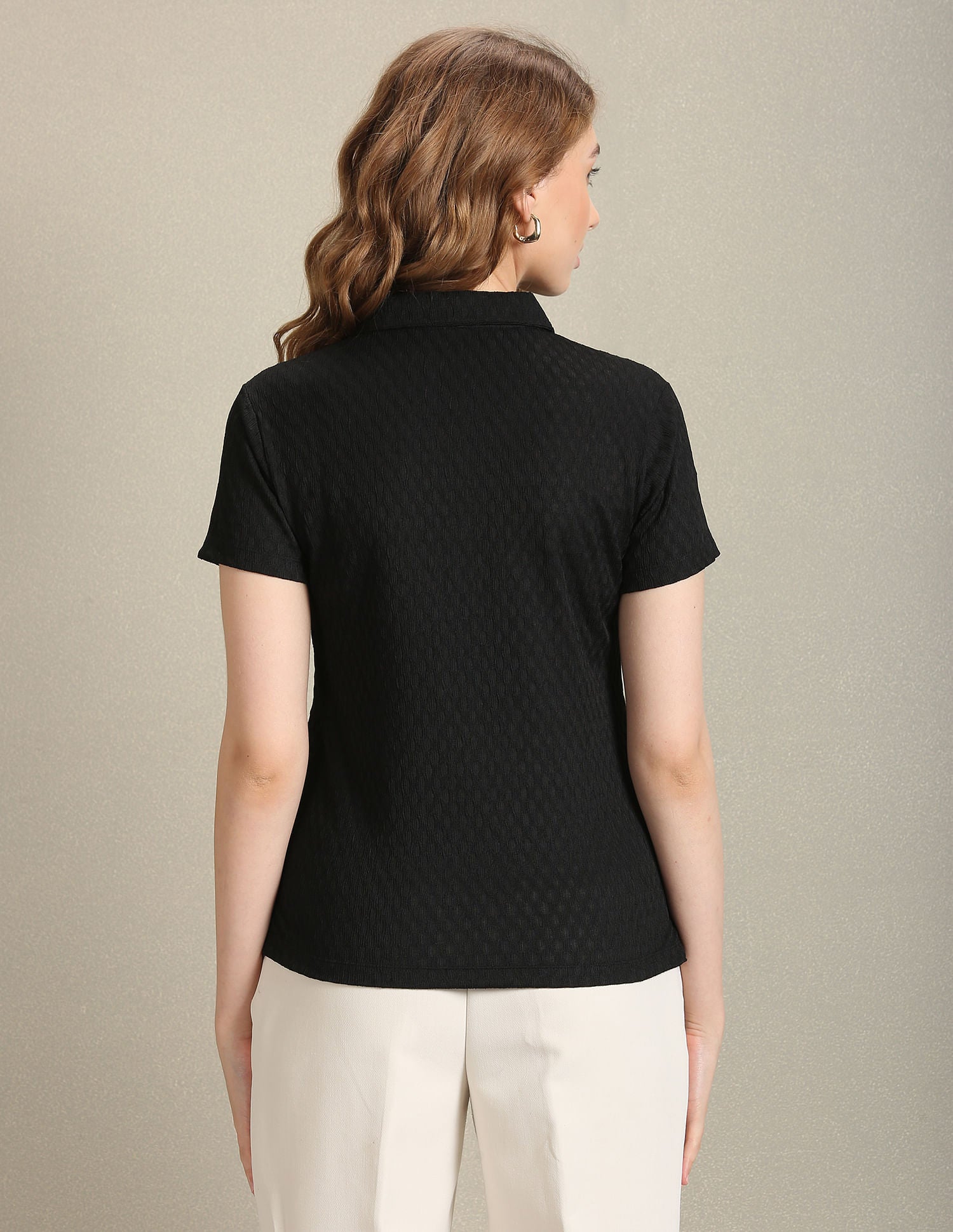 Patterned Knit Solid Polo Shirt Black - U.S. POLO ASSN. | Large