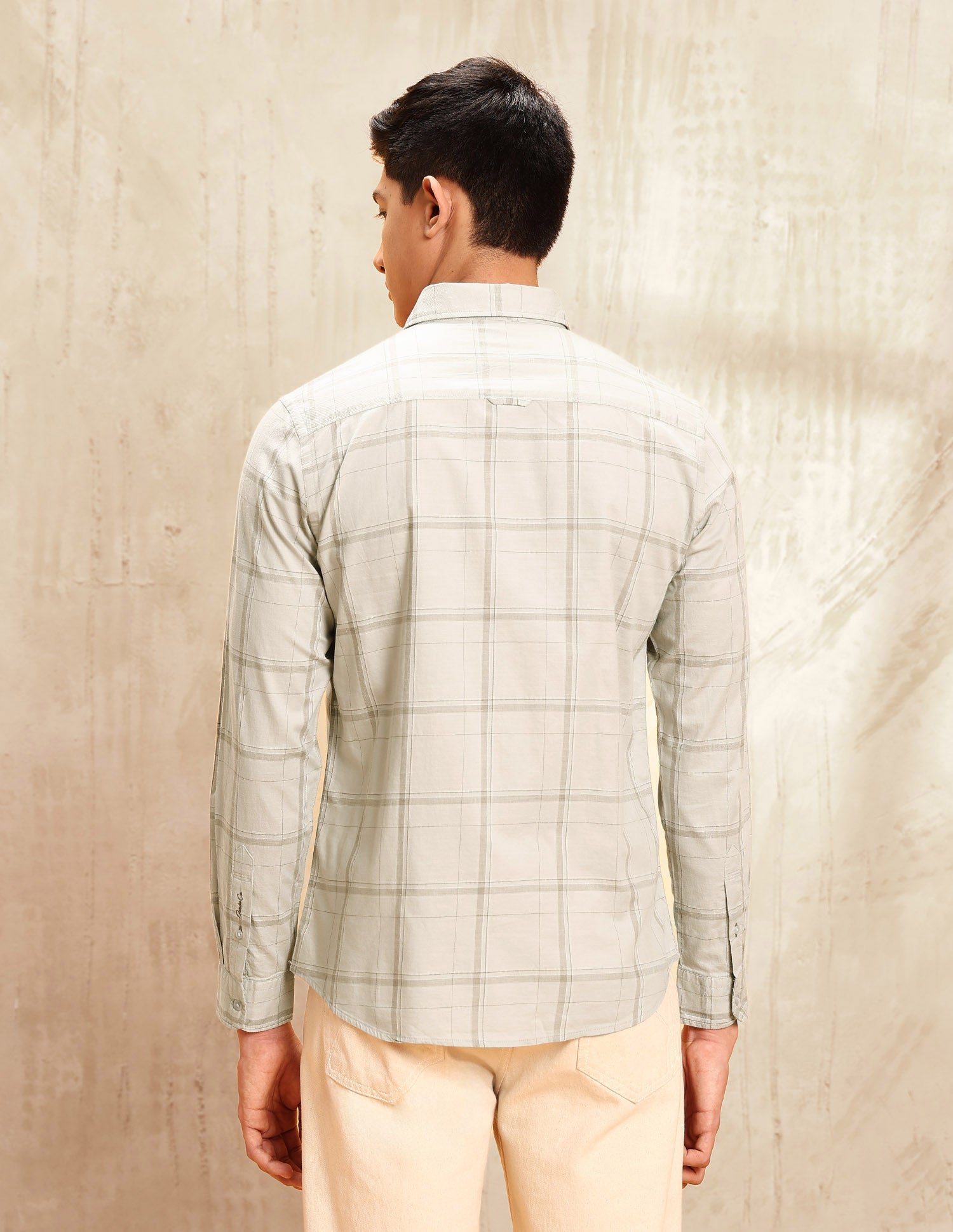 Twill Windowpane Checked Shirt Light Khaki - U.S. POLO ASSN. | Large