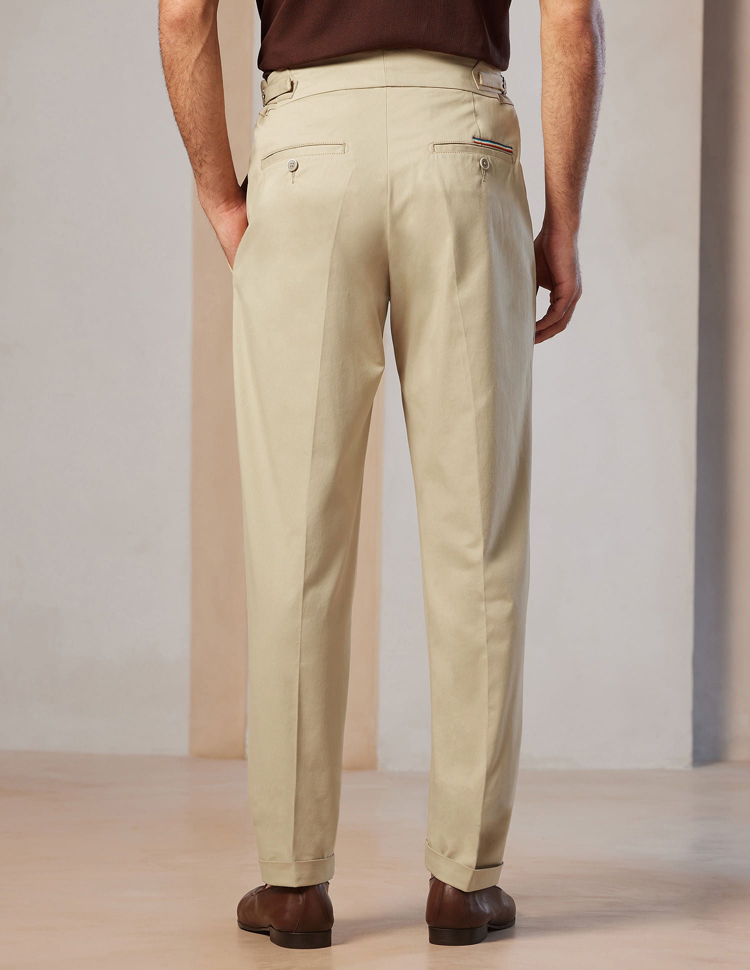 Pacho X Denver Slim Pleated Trousers Beige - U.S. POLO ASSN. | Large