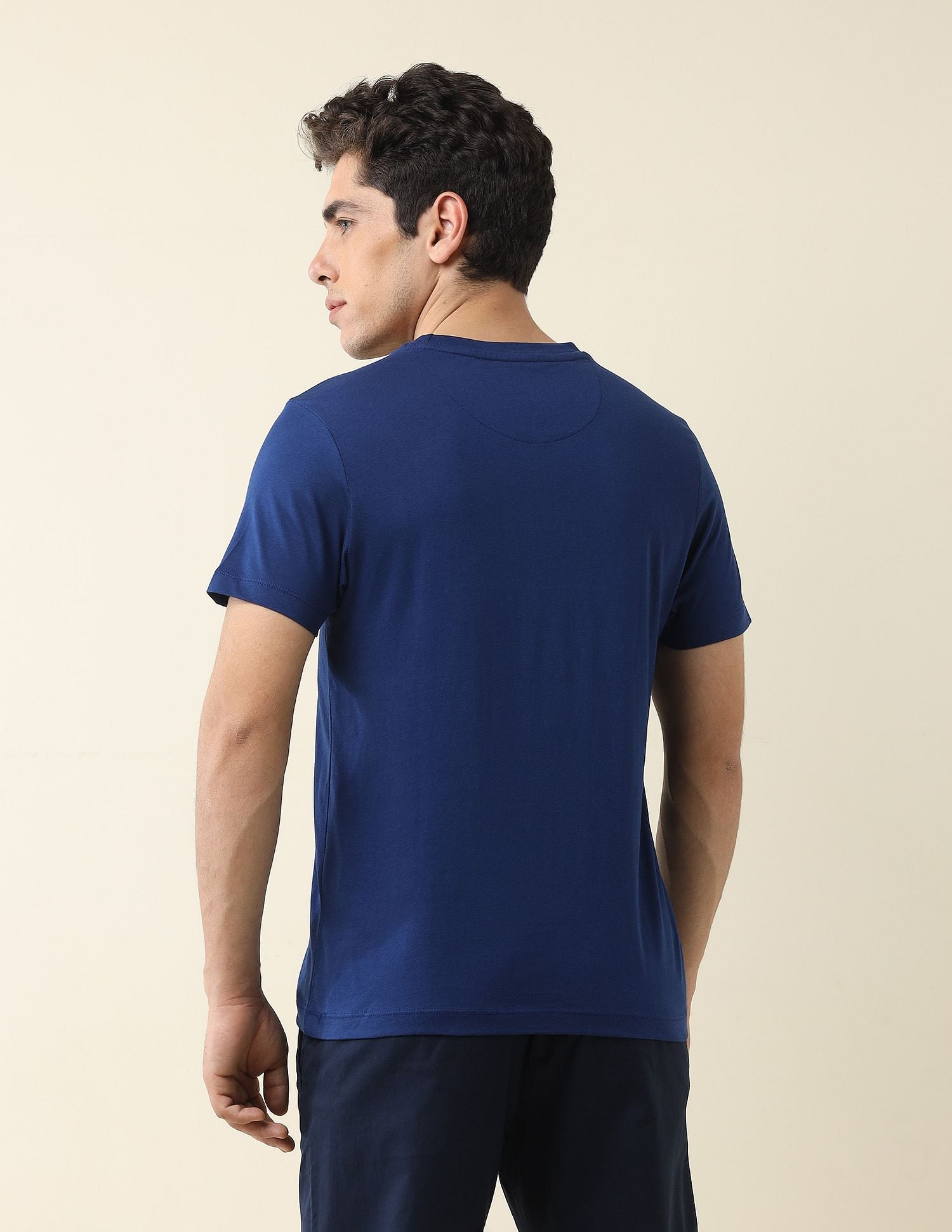 Slim Fit Brand Printed T-Shirt Dark Blue - U.S. Polo Assn. India | Large