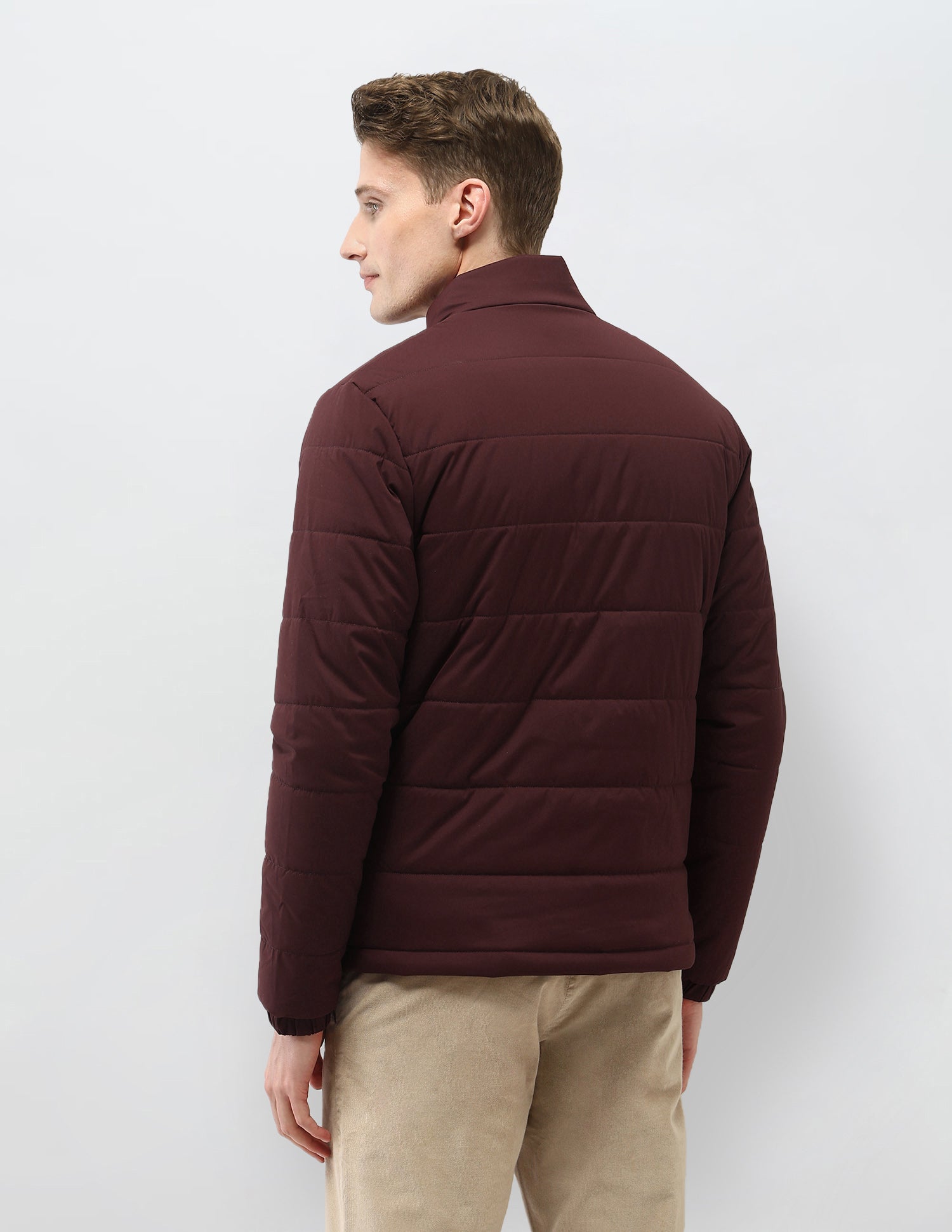 Solid Regular Fit Puffer Jacket Dark Maroon - U.S. Polo Assn. India | Large