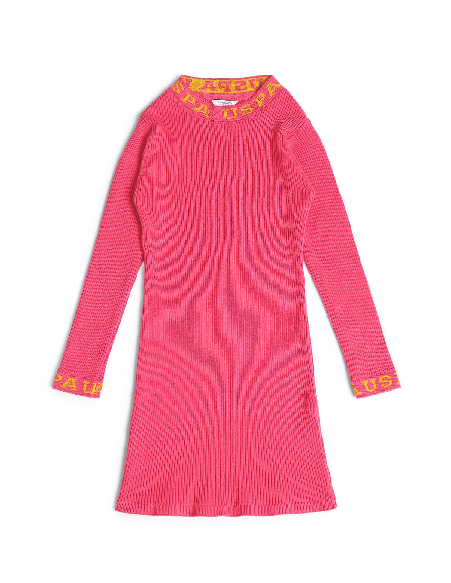 Girls Brand Taped Ribbed Dress Rogue Pink - U.S. POLO ASSN. | Large
