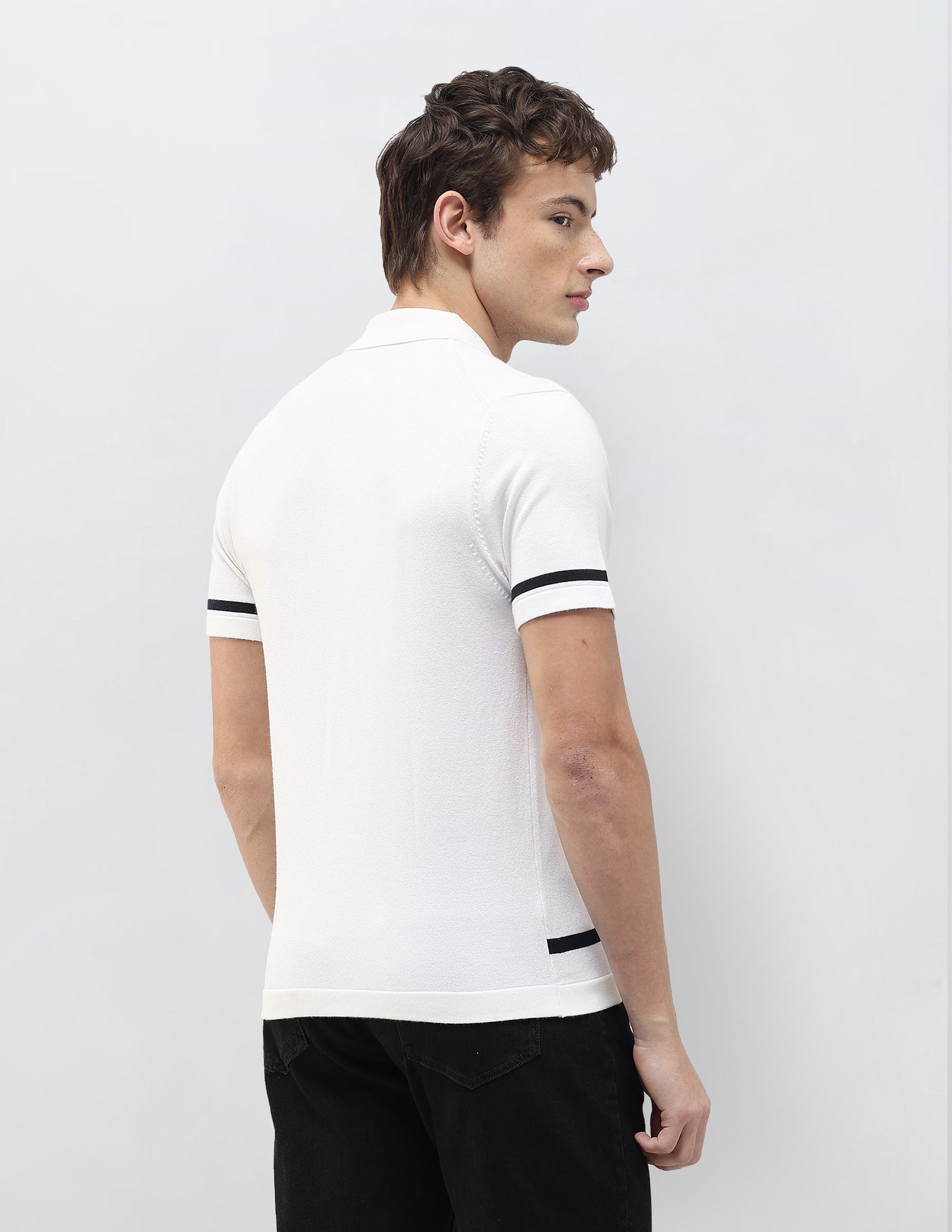 Knitted Slim Fit Shirt Off White - U.S. Polo Assn. India | Large