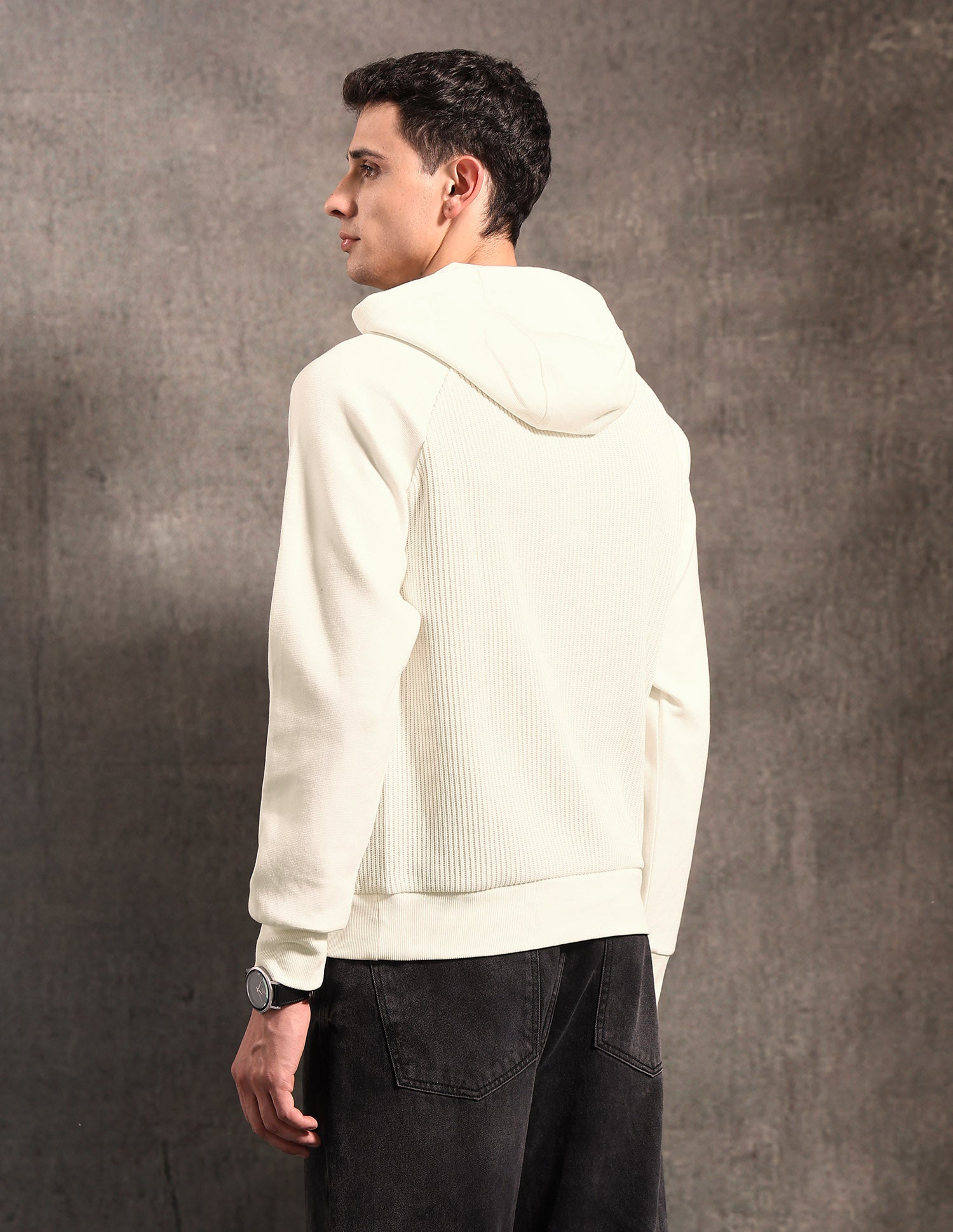 Textured Black & Gold Regular Fit Sweatshirt Ivory - U.S. POLO ASSN. | Large