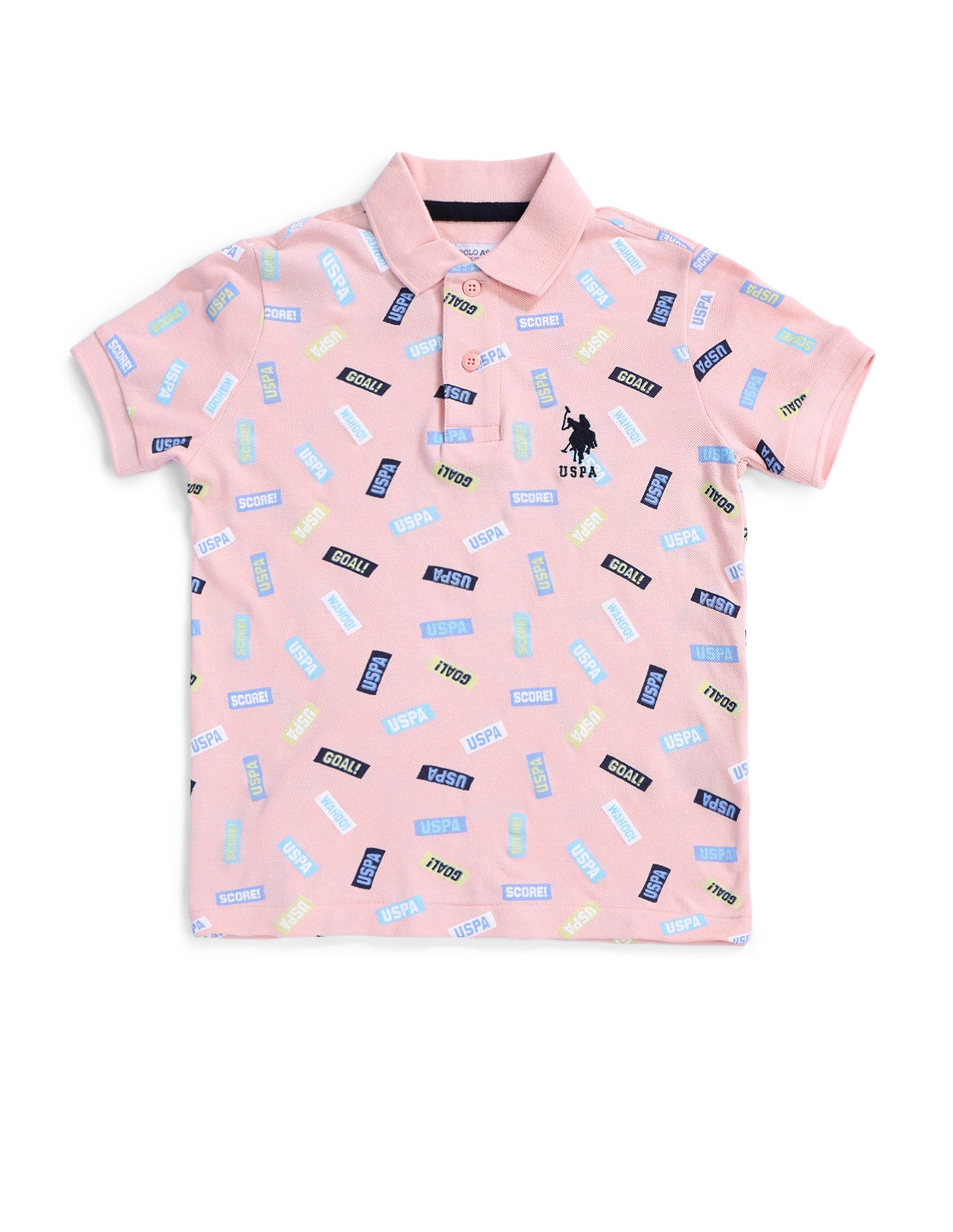 Boys Typographic Printed Regular Fit T-Shirt Light Pink - U.S. POLO ASSN. | Large