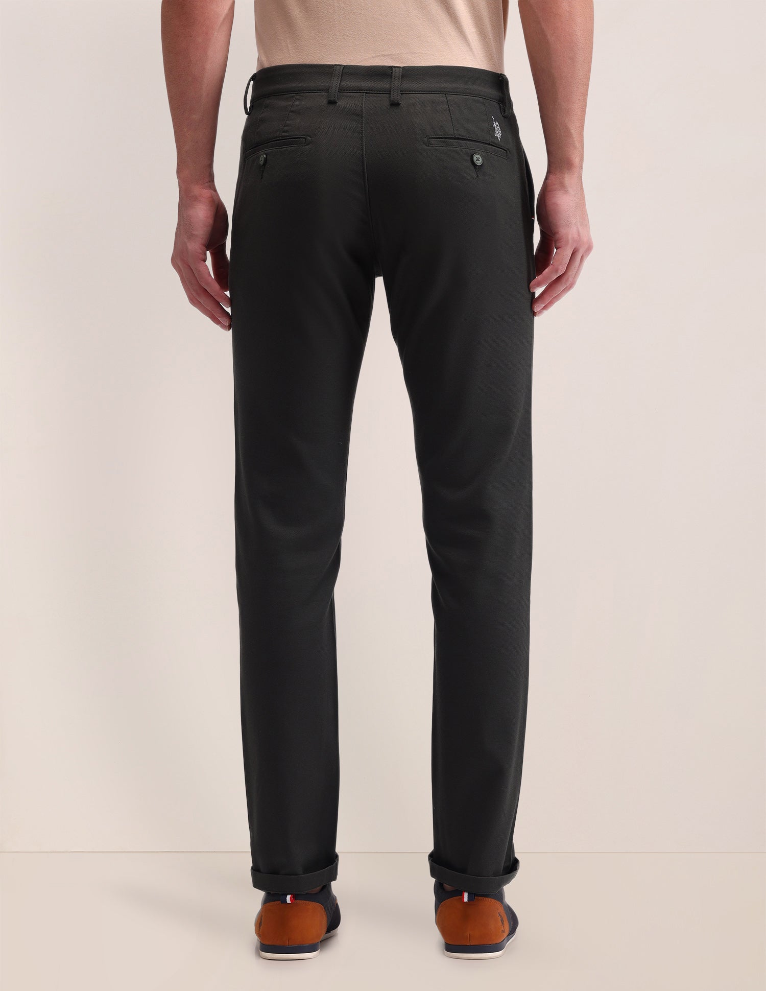 Denver Slim Fit Solid Trousers Dark Olive - U.S. POLO ASSN. | Large