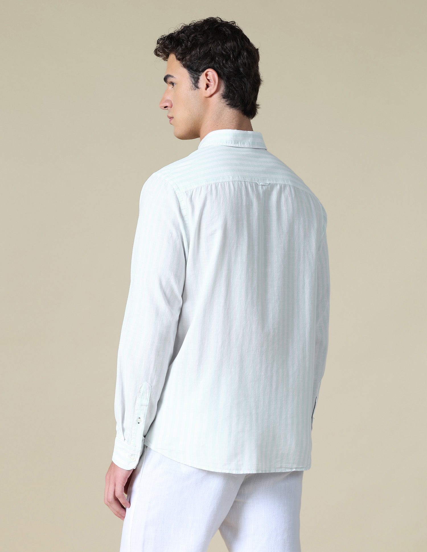 Vertical Striped Regular Fit Shirt Light Green - U.S. Polo Assn. India | Large