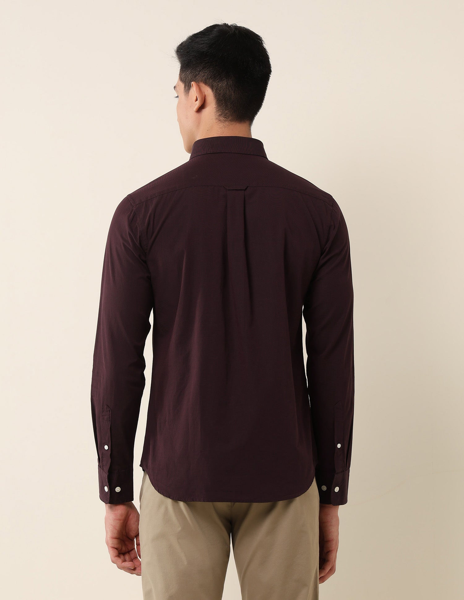 Tailored Fit Pure Cotton Shirt Maroon - U.S. Polo Assn. India | Large