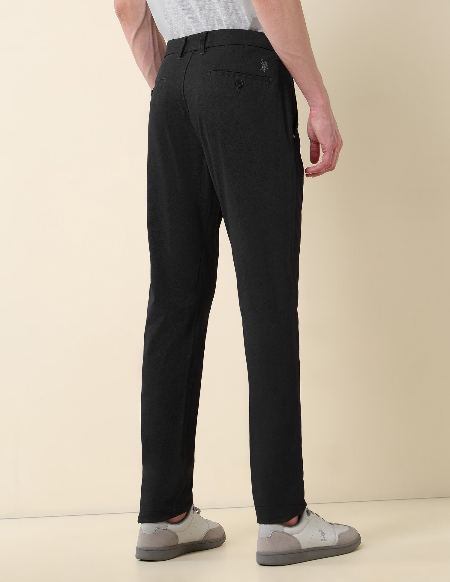Textured Austin Slim Fit Twill Trousers Black - U.S. Polo Assn. India | Large