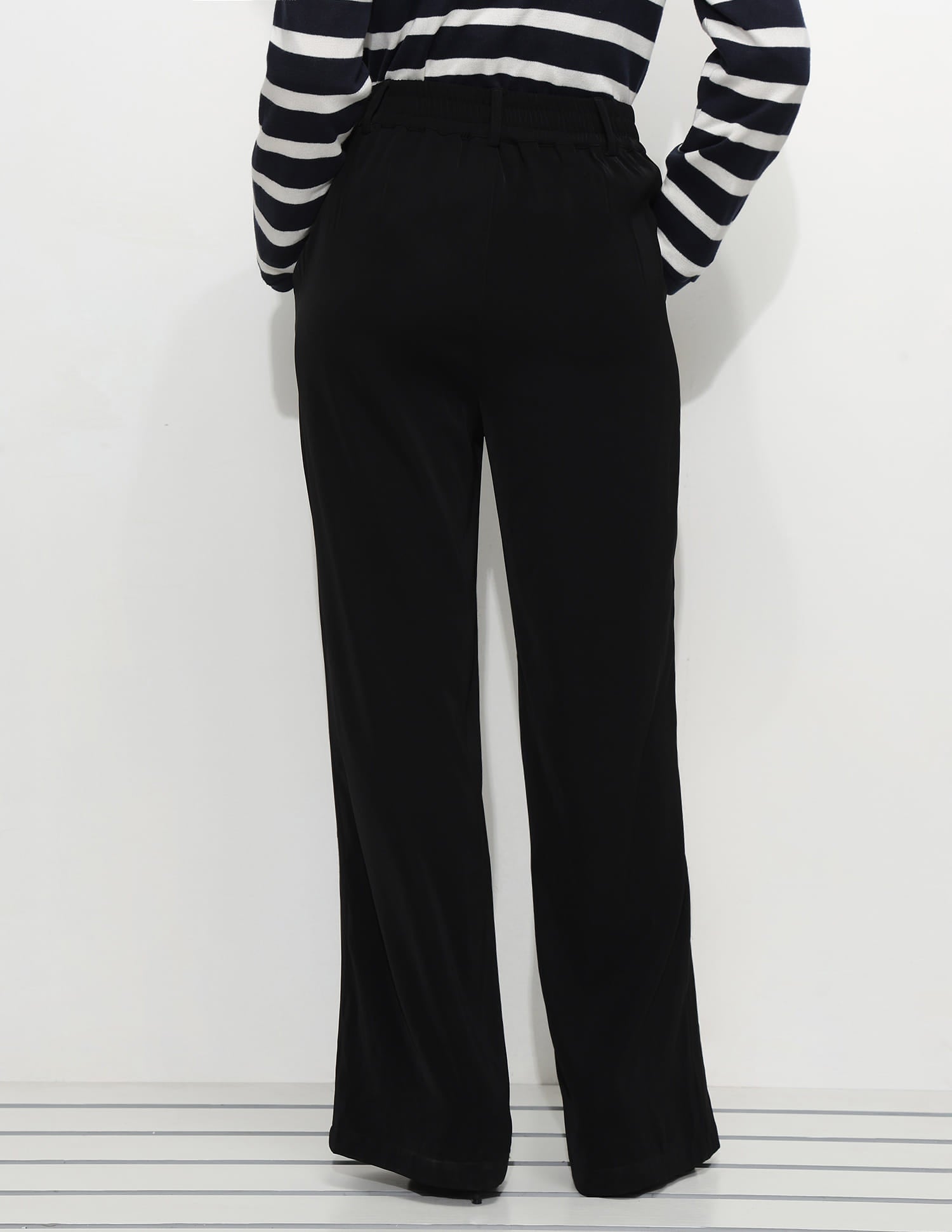 High Rise Wide Leg Trousers Black - U.S. Polo Assn. India | Large