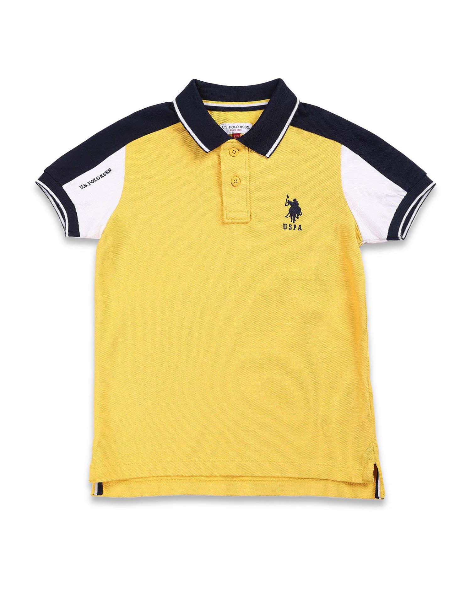 Boys Colour Block Polo Shirt Yellow - U.S. POLO ASSN. | Large
