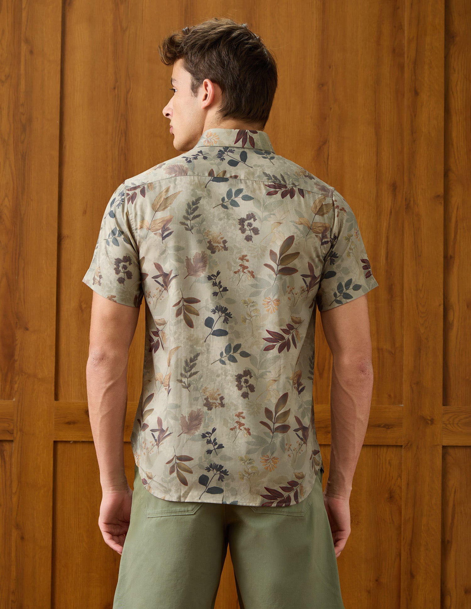 Tropical Printed Satin Shirt Light Green - U.S. Polo Assn. India | Large
