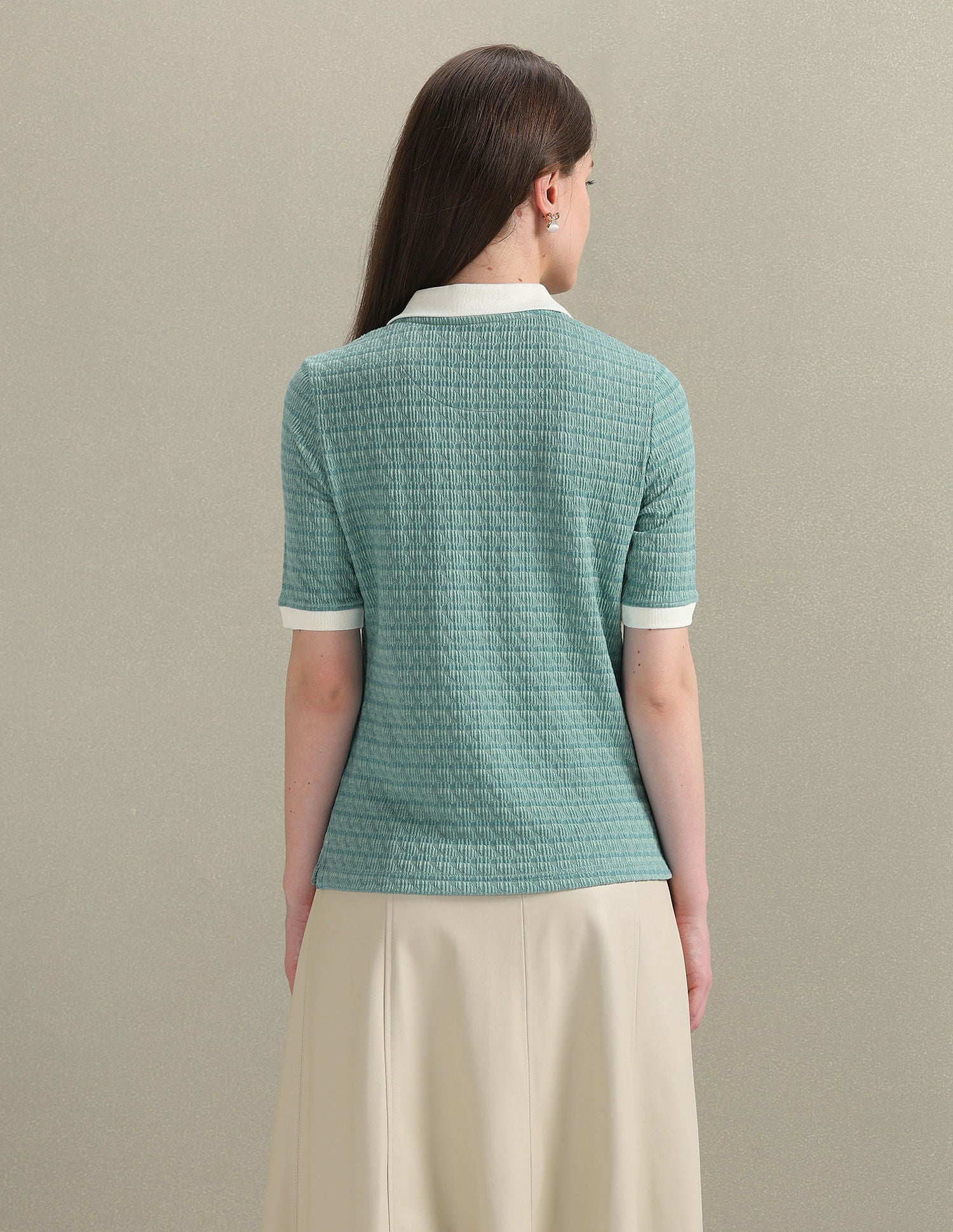 Open Placket Textured Polo Shirt Teal - U.S. POLO ASSN. | Large