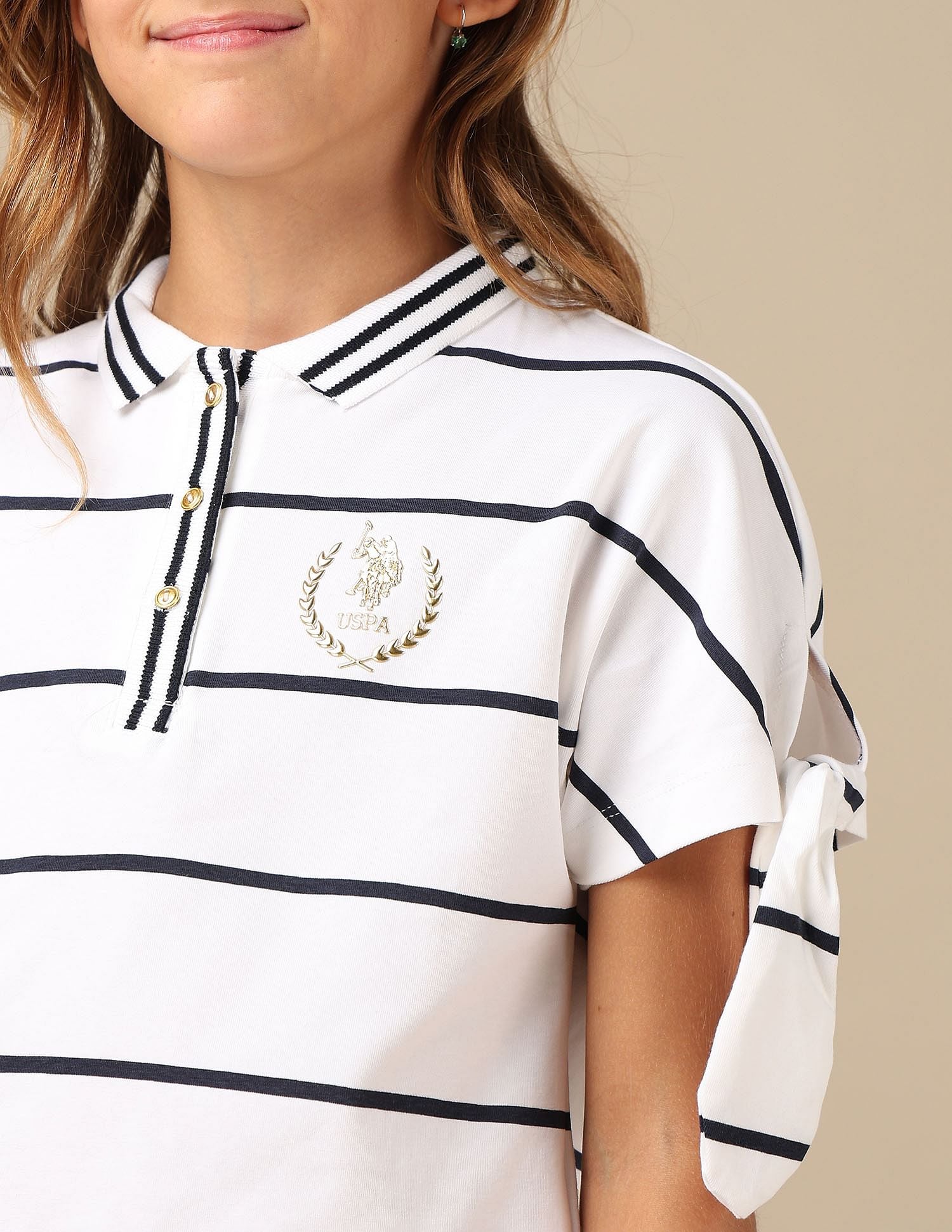 Girls Cruise Nautical Polo Shirt White - U.S. POLO ASSN. | Large