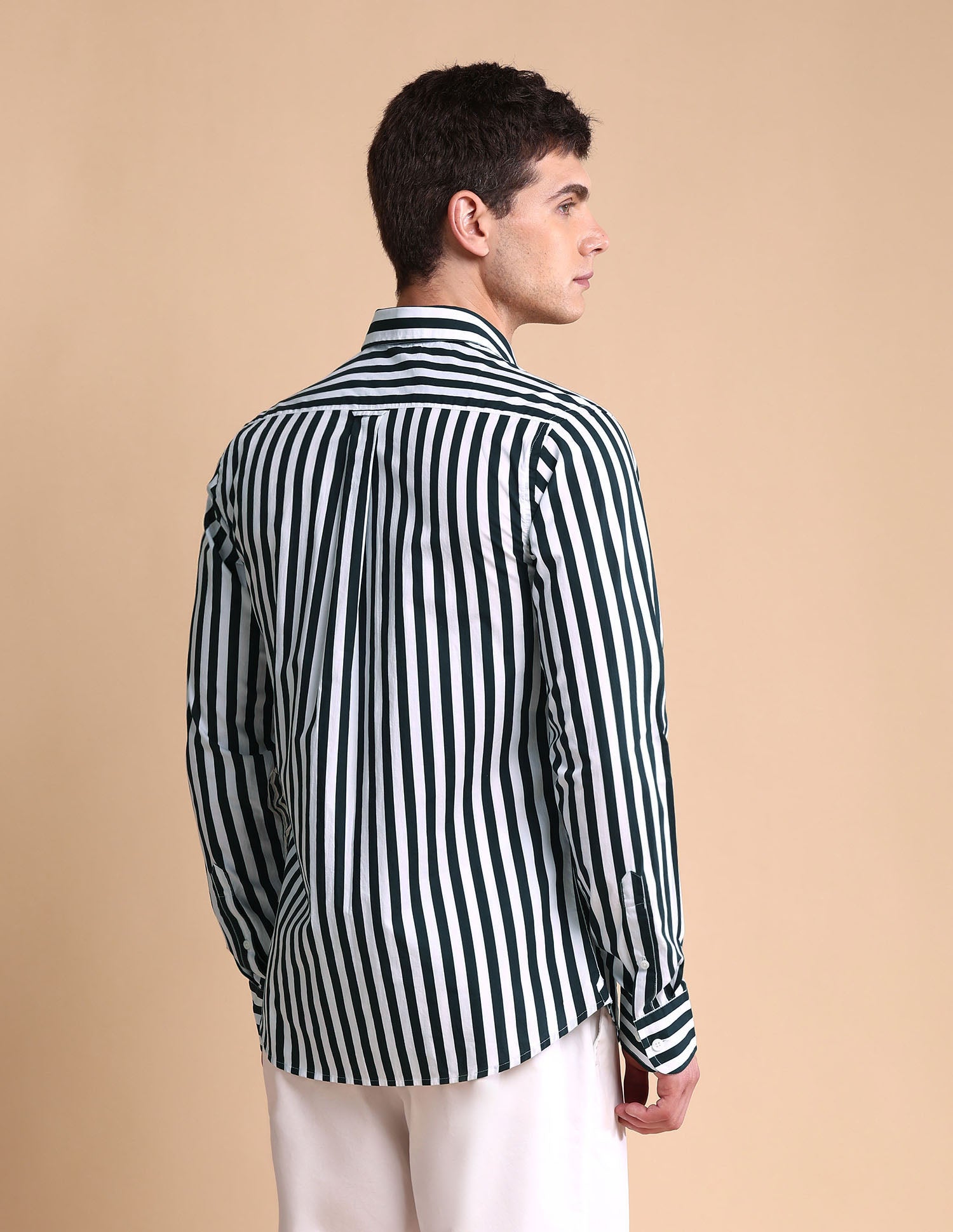 Vertical Striped Tailored Fit Shirt Dark Green - U.S. POLO ASSN. | Large