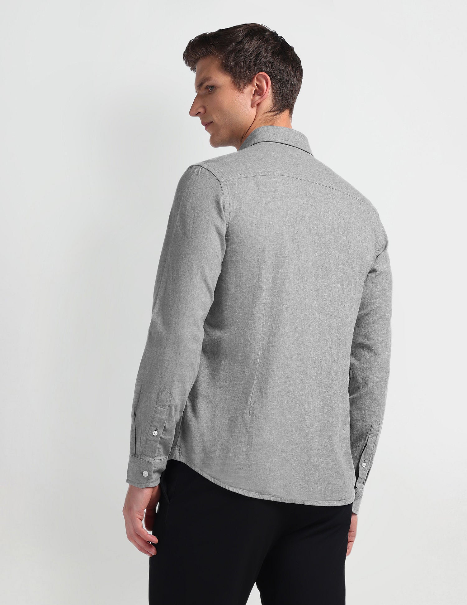 Pure Cotton Slim Fit Shirt Grey - U.S. Polo Assn. India | Large
