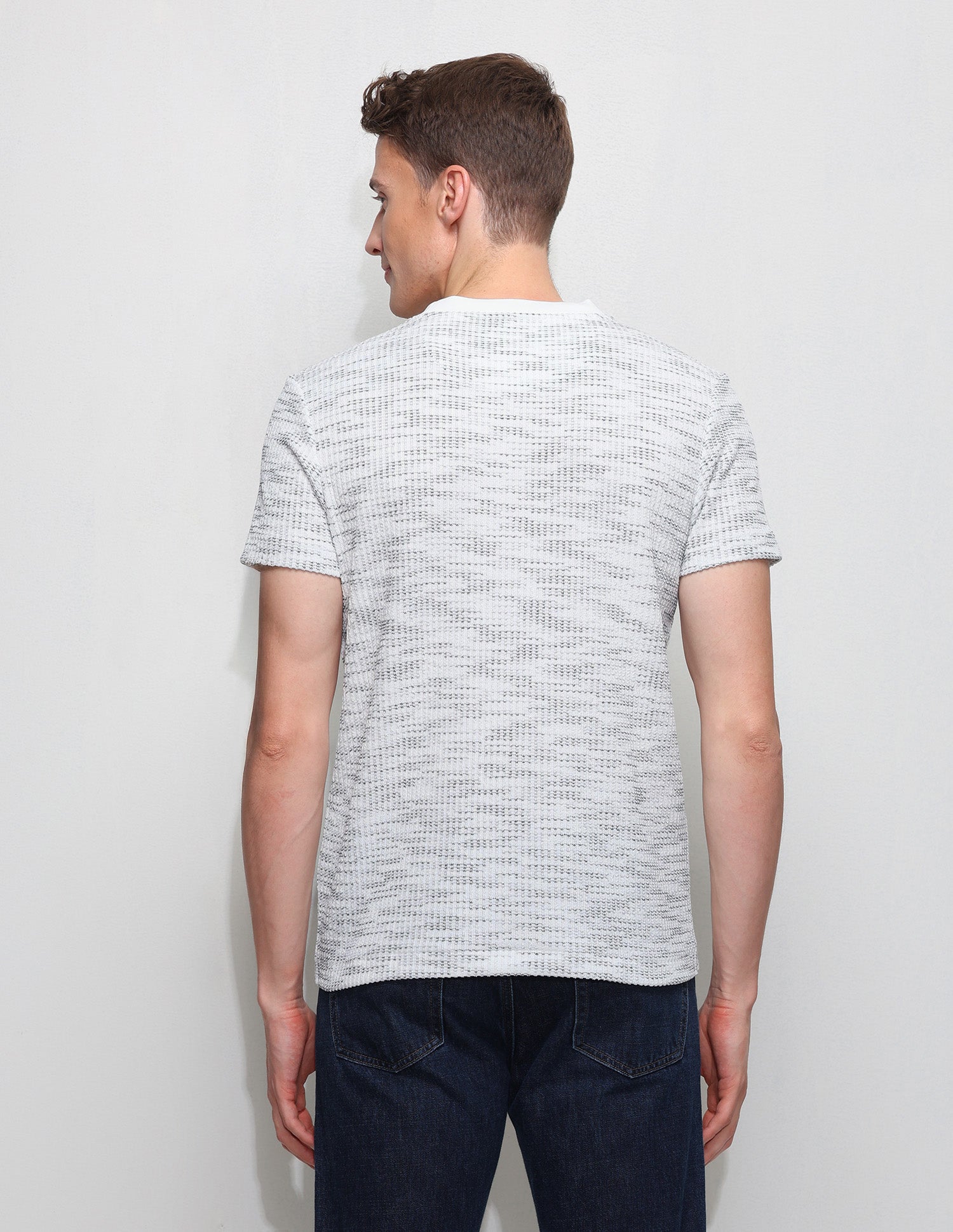 Textured Slim Fit T-Shirt Off White - U.S. Polo Assn. India | Large