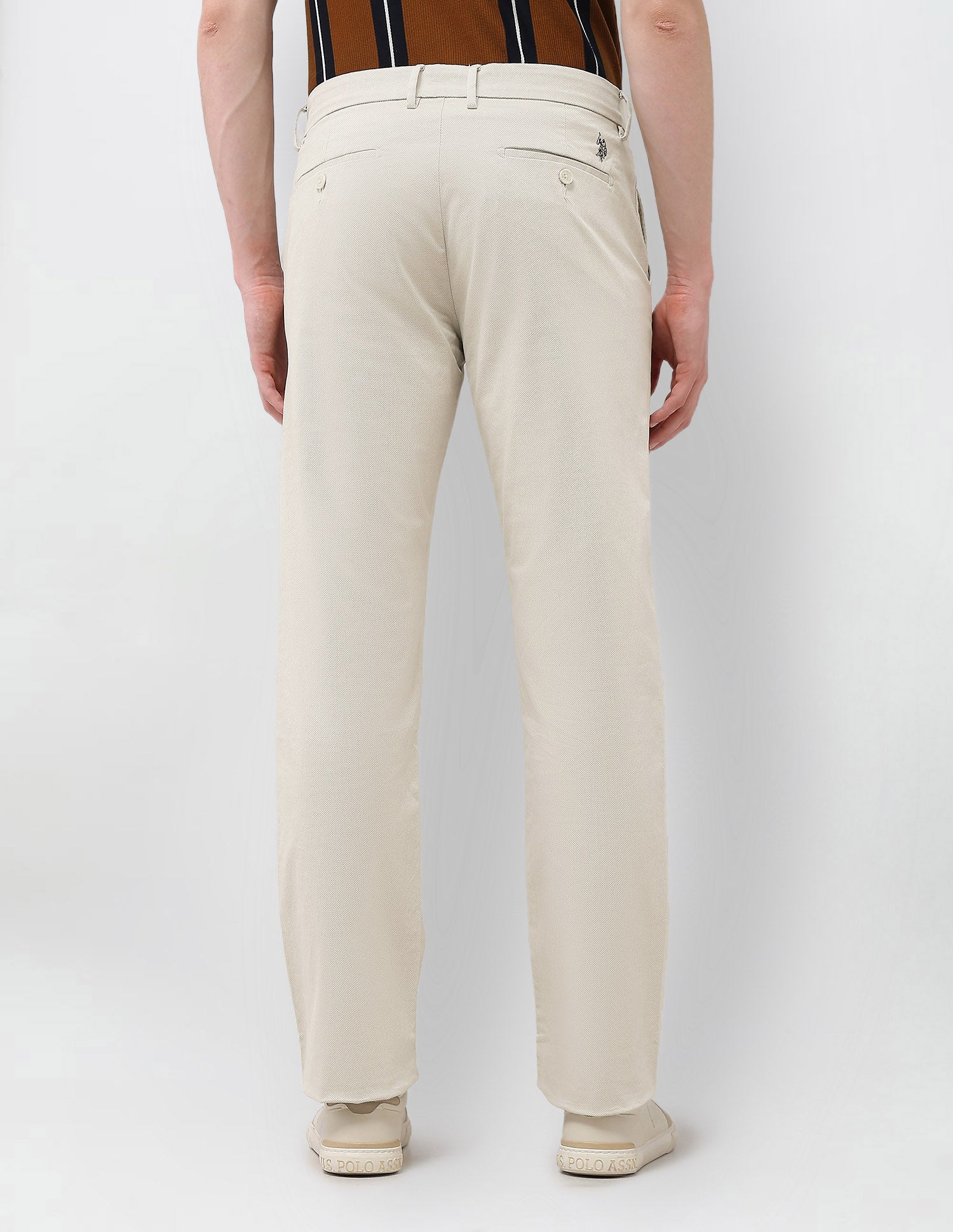 Textured Riley Straight Fit Trousers Beige - U.S. Polo Assn. India | Large