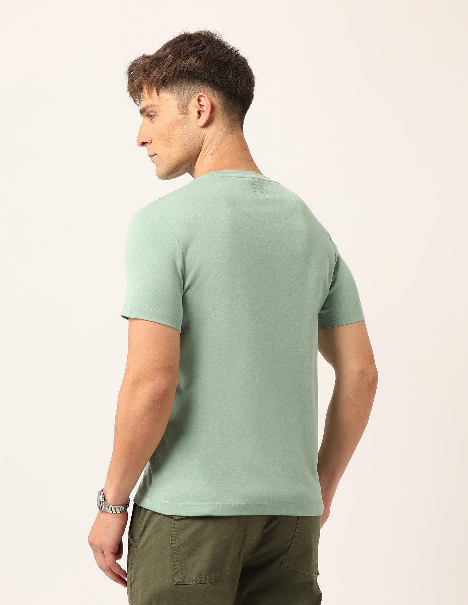 Brand Printed Muscle Fit T-Shirt Green - U.S. Polo Assn. India | Large