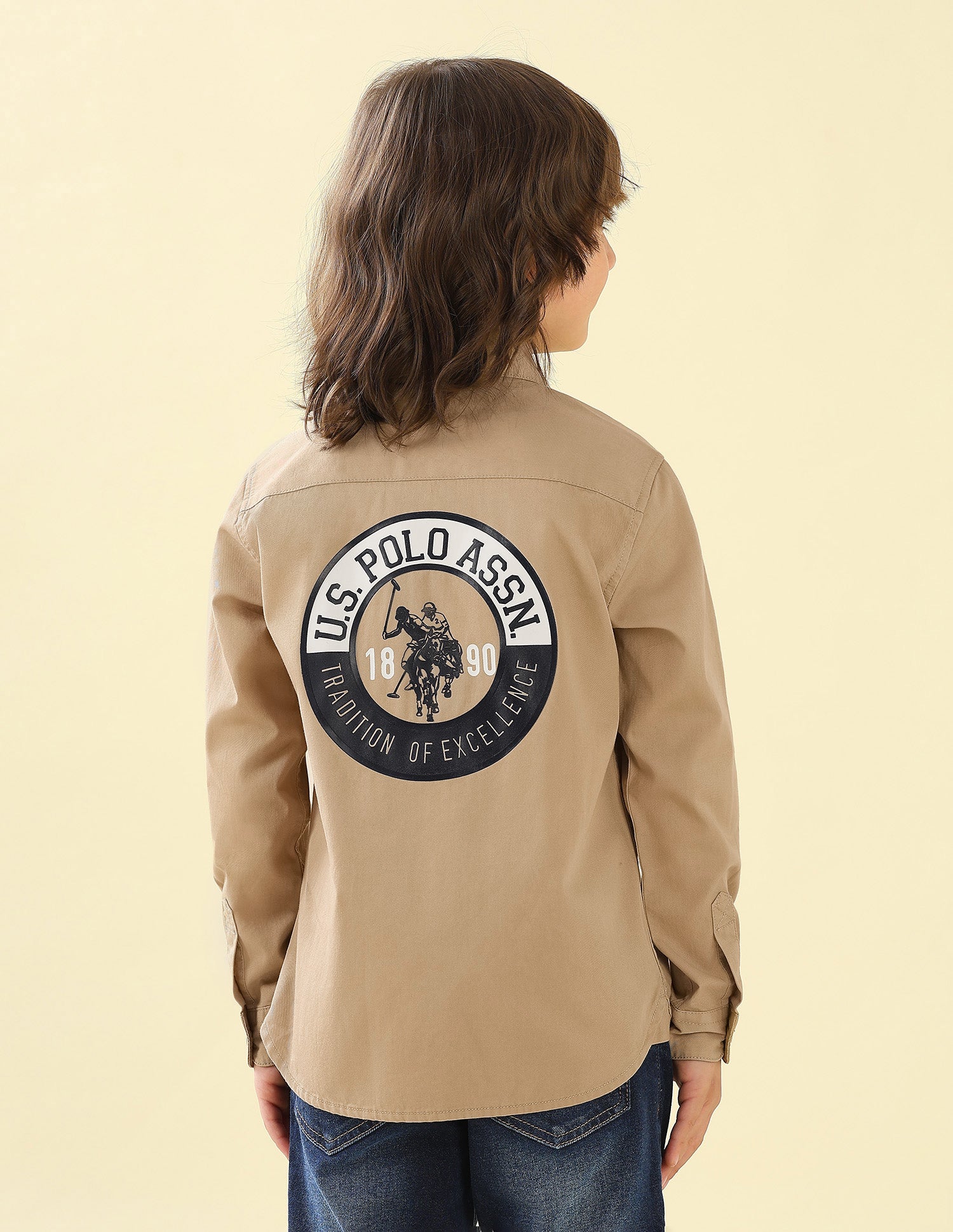 Twill Graphic Brand Printed Shirt Khaki - U.S. Polo Assn. India | Large