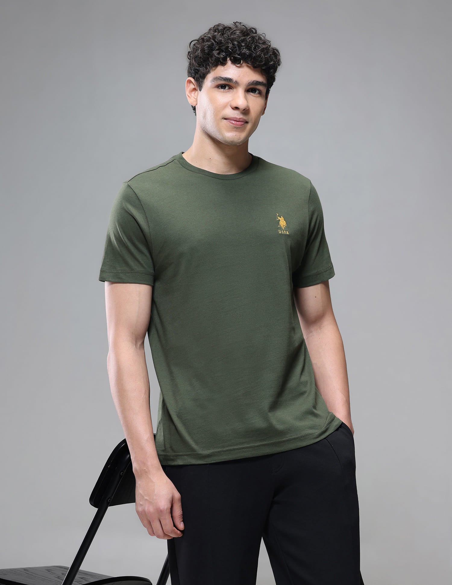 Tonal Logo Cotton 1633 Lounge T-Shirt - Pack Of 2 Olive and Blue Mel - U.S. Polo Assn. India | Large