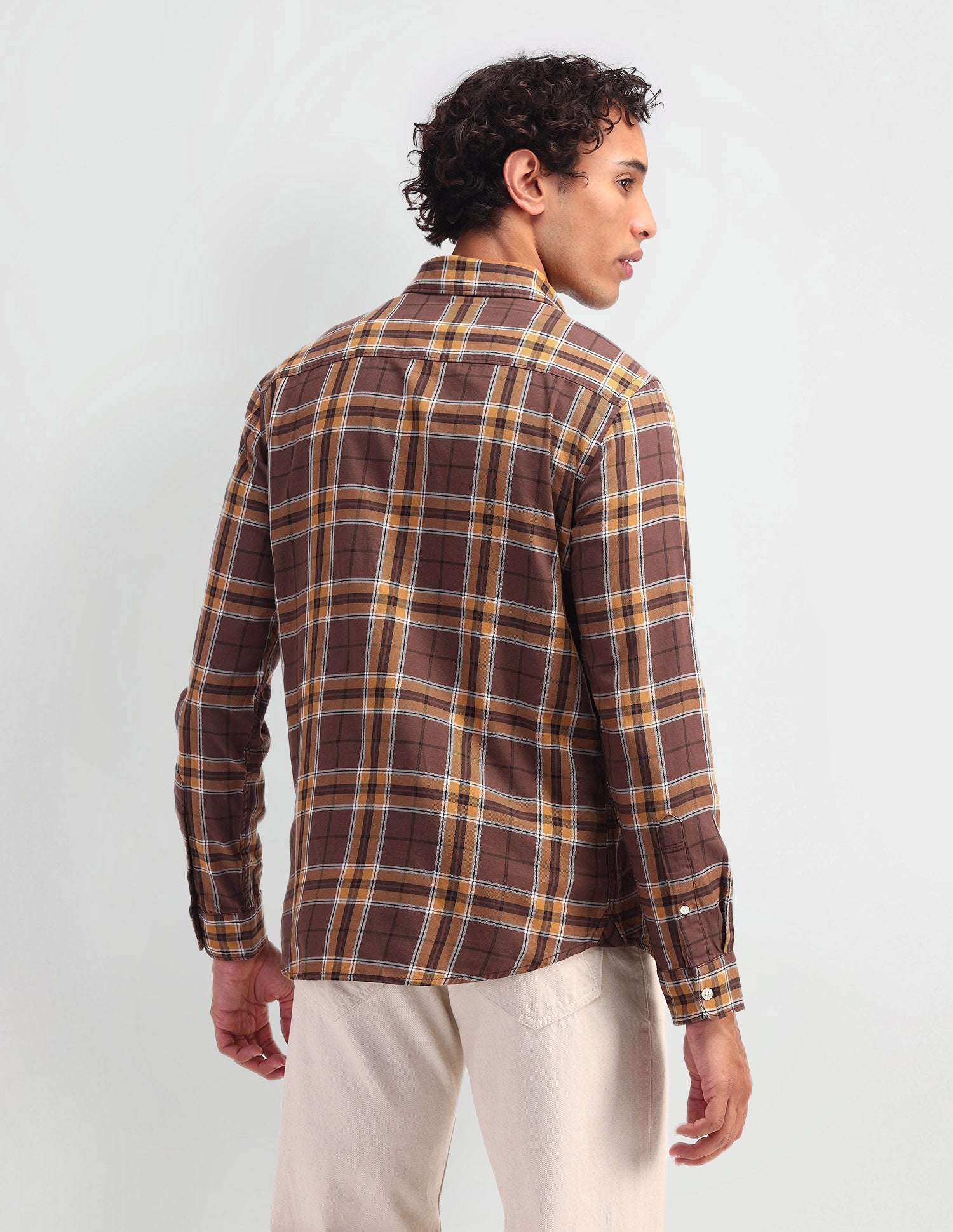 Slim Fit Madras Checked Shirt Ochre - U.S. Polo Assn. India | Large