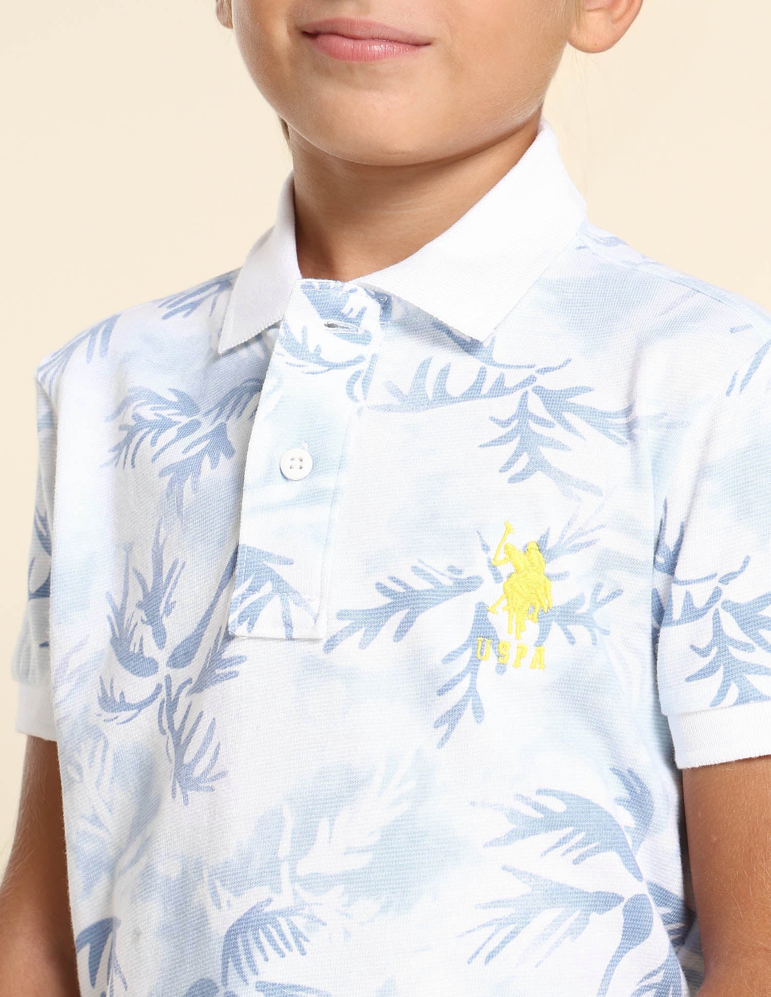 Boys All Over Printed Regular Fit Polo Shirt Light Blue - U.S. POLO ASSN. | Large