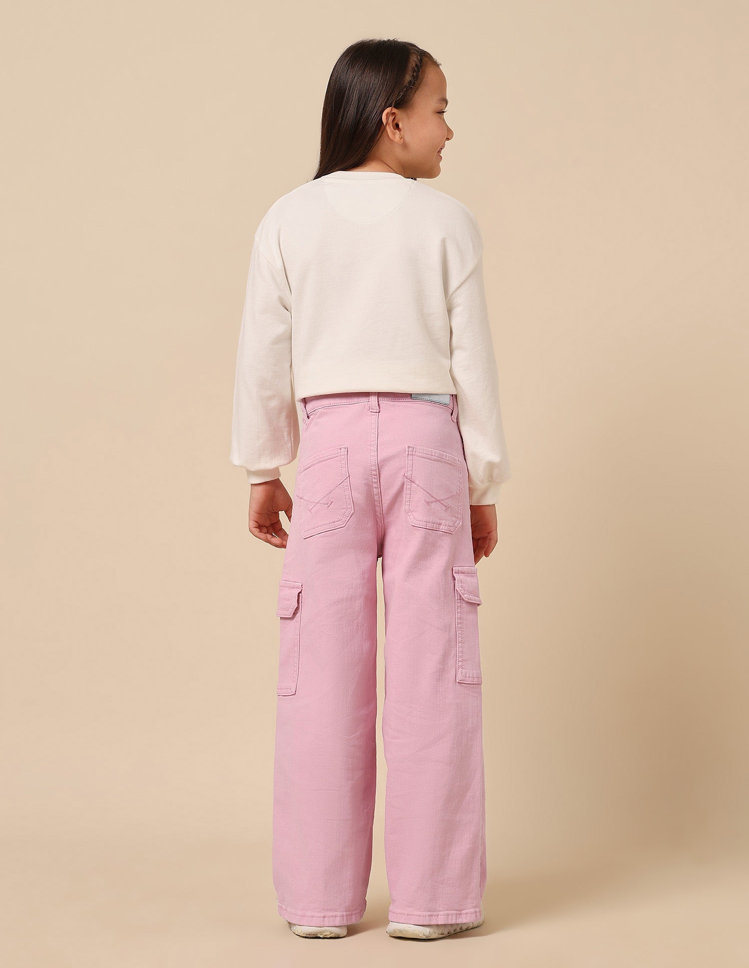 Girls Mid Rise Wide Leg Jeans Light Purple - U.S. POLO ASSN. | Large