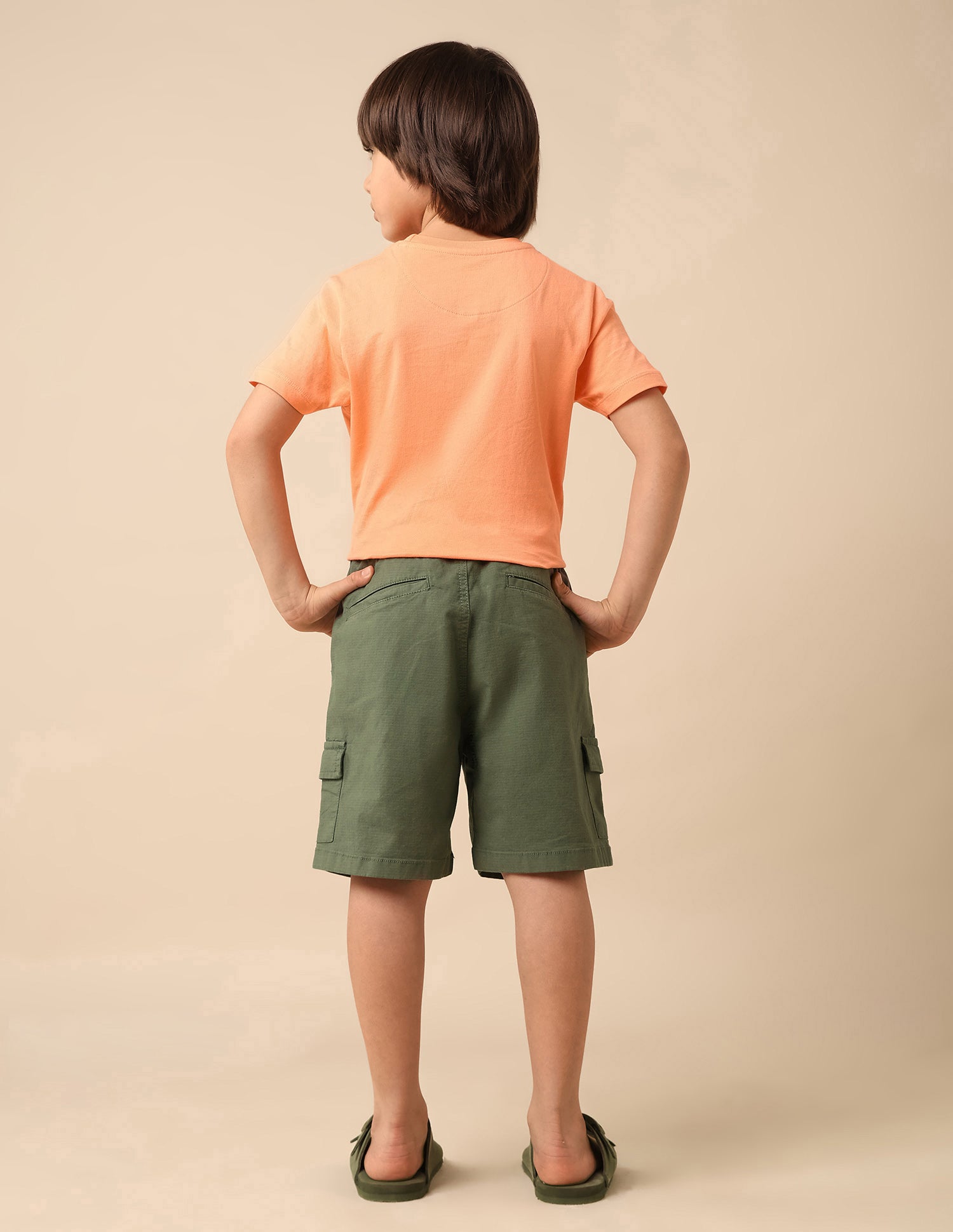 Boys Relaxed Fit Textured Cargo Shorts Green - U.S. POLO ASSN. | Large