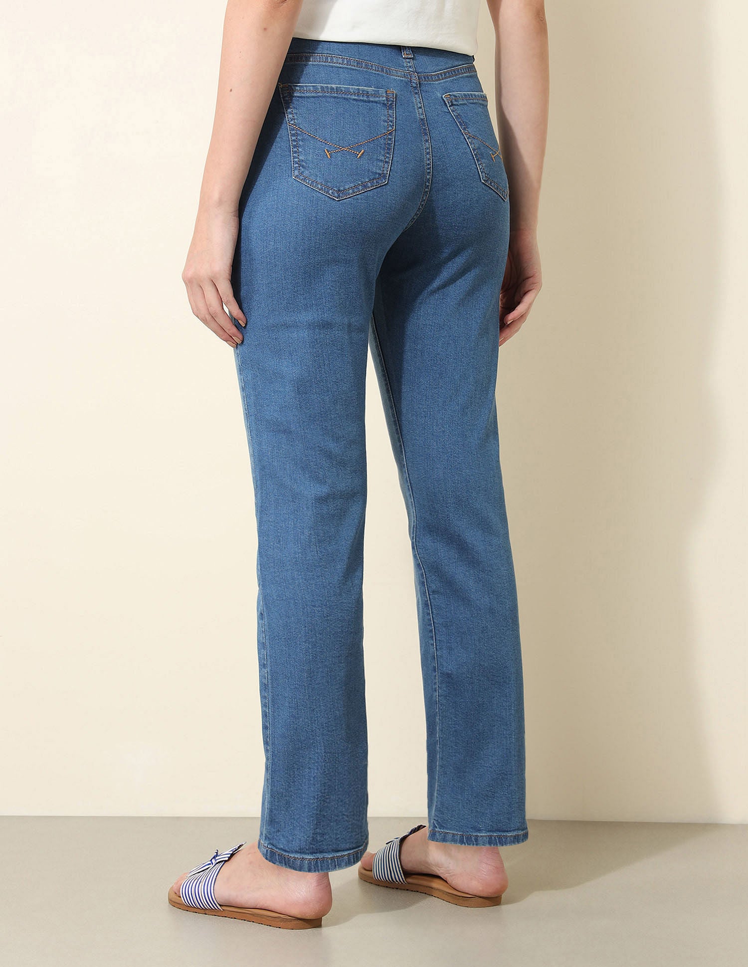 High Rise Straight Fit Cloud Soft Jeans Blue - U.S. Polo Assn. India | Large